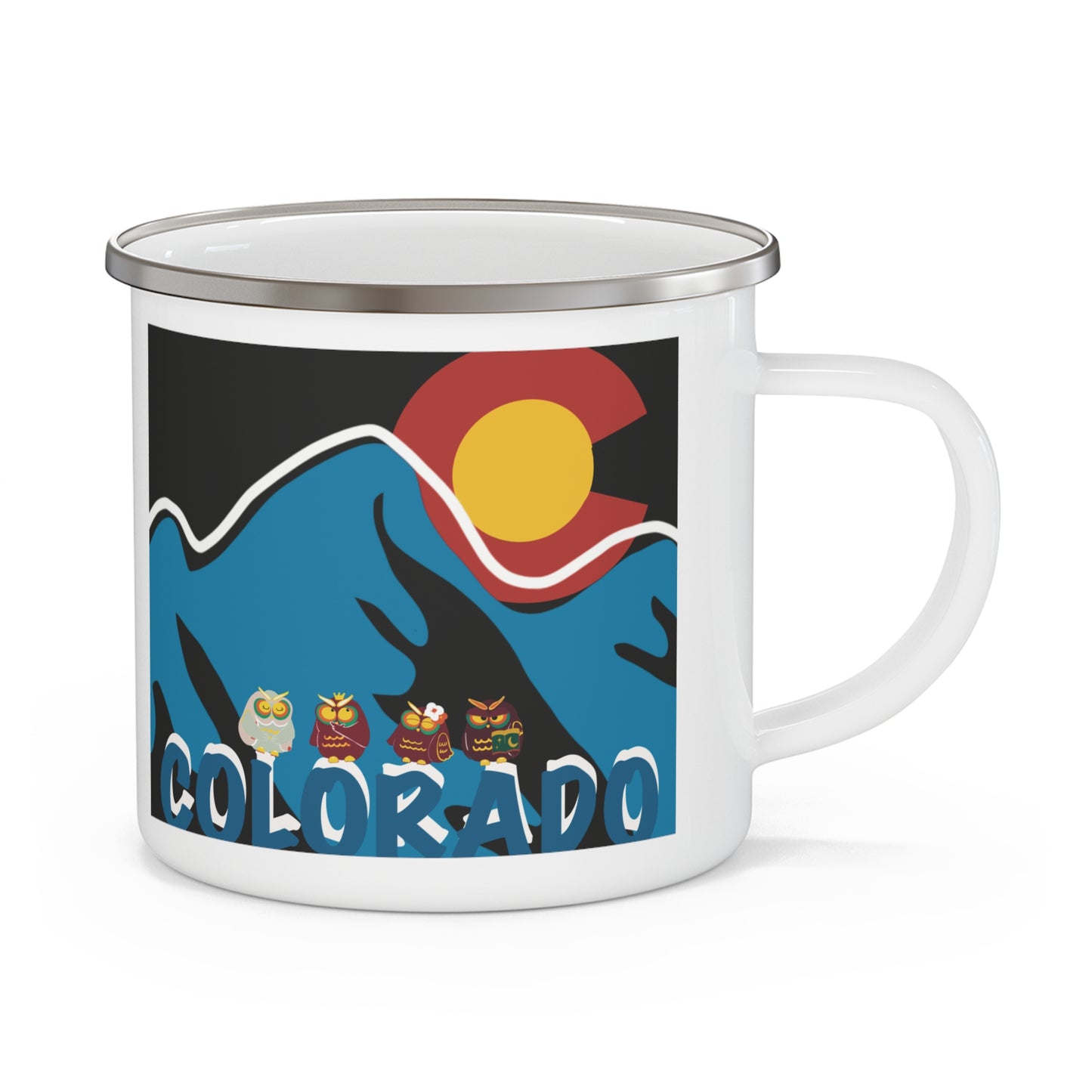 Colorado Enamel Camping Mug, Adventure Mug, Outdoor Coffee Cup, Hiking Gift, Travel Mug, Nature Lover's Drinkware, Rustic Camping Gear