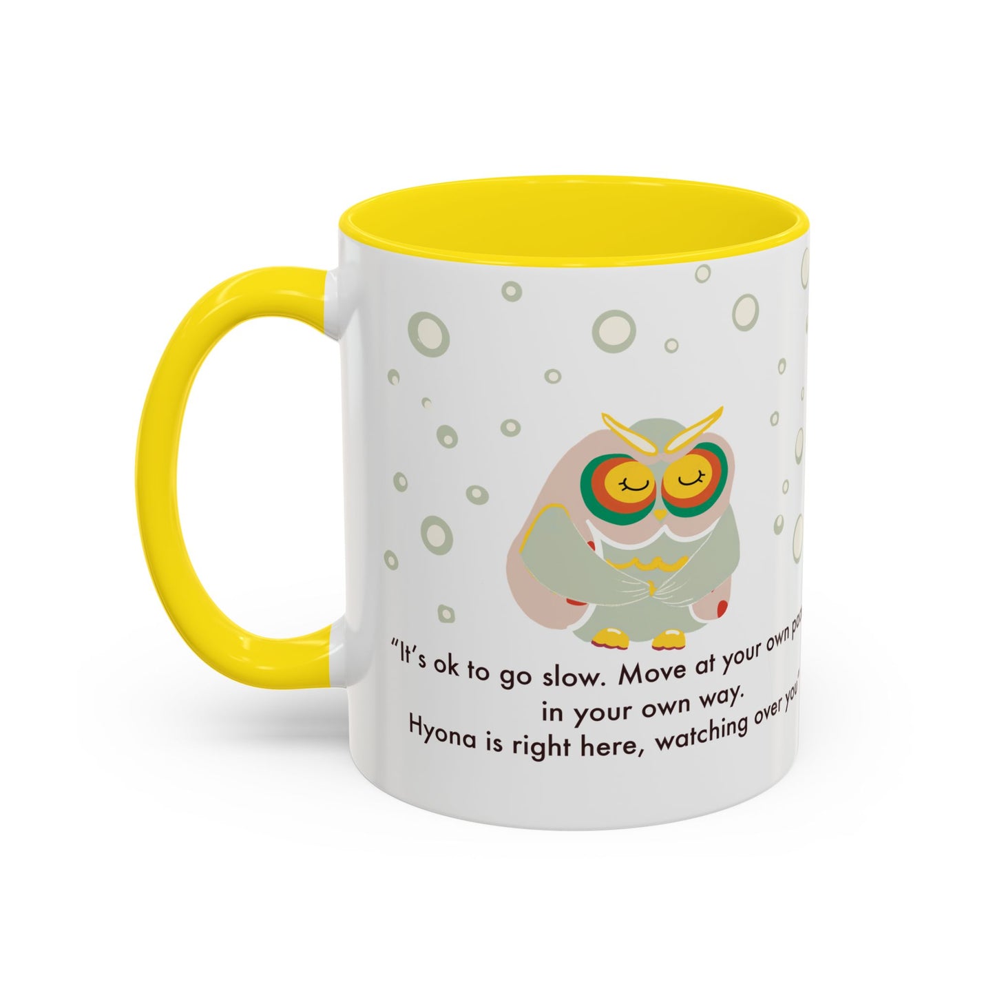 Inspirational Owl Coffee Mug - Relaxing Gift for Coffee Lovers, Motivational Drinkware, Cute Home Decor, Self-Care Reminder