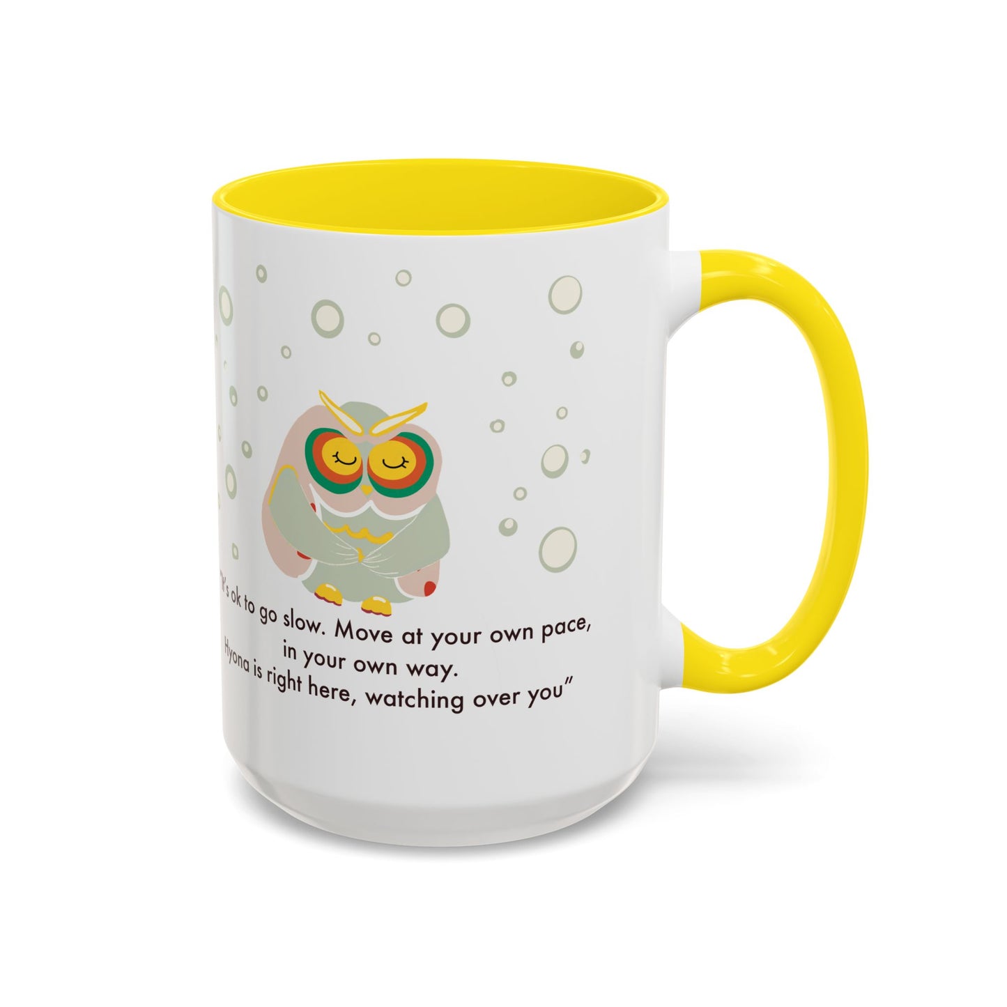 Inspirational Owl Coffee Mug - Relaxing Gift for Coffee Lovers, Motivational Drinkware, Cute Home Decor, Self-Care Reminder