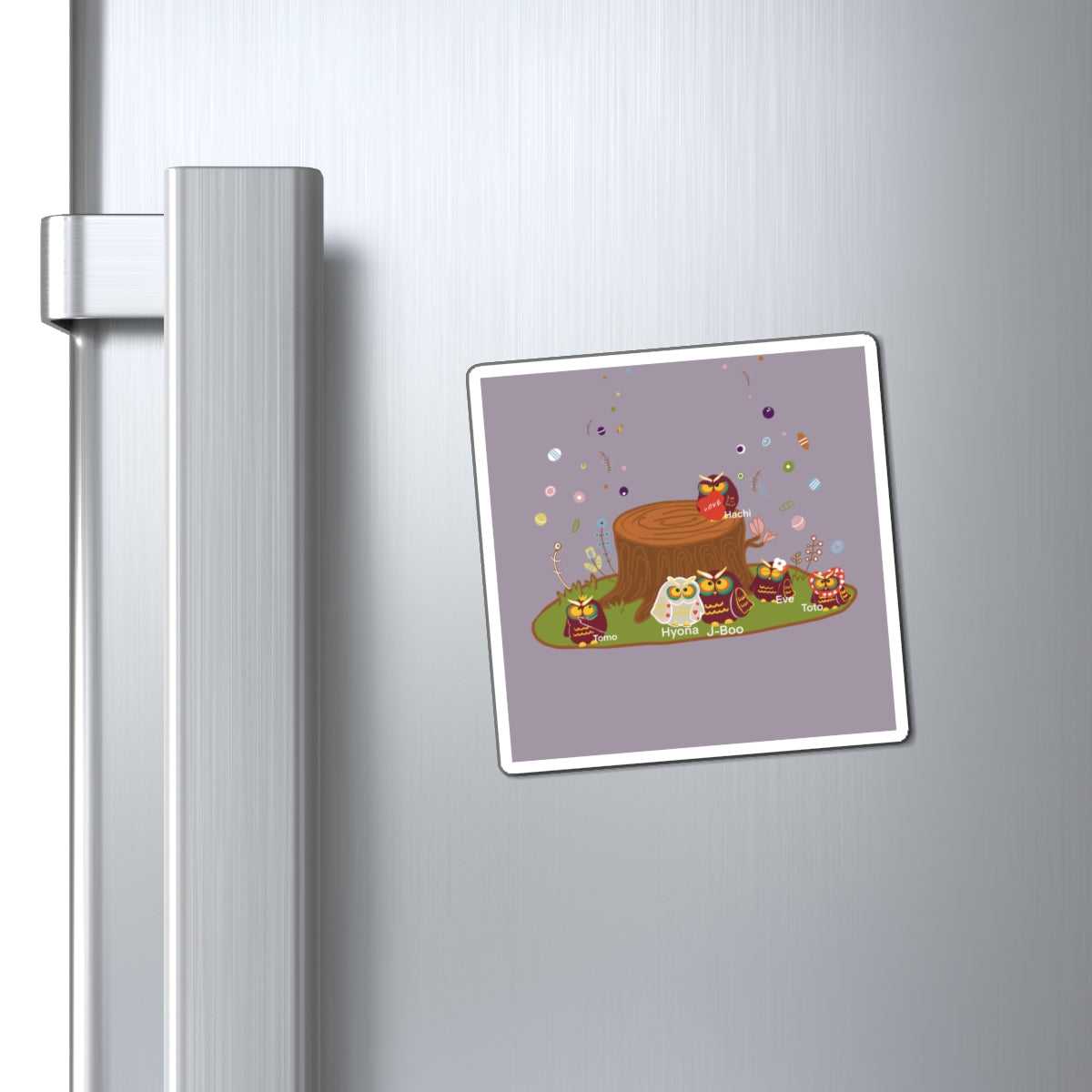 Whimsical Owl Family Magnet - Cute Kitchen Decor