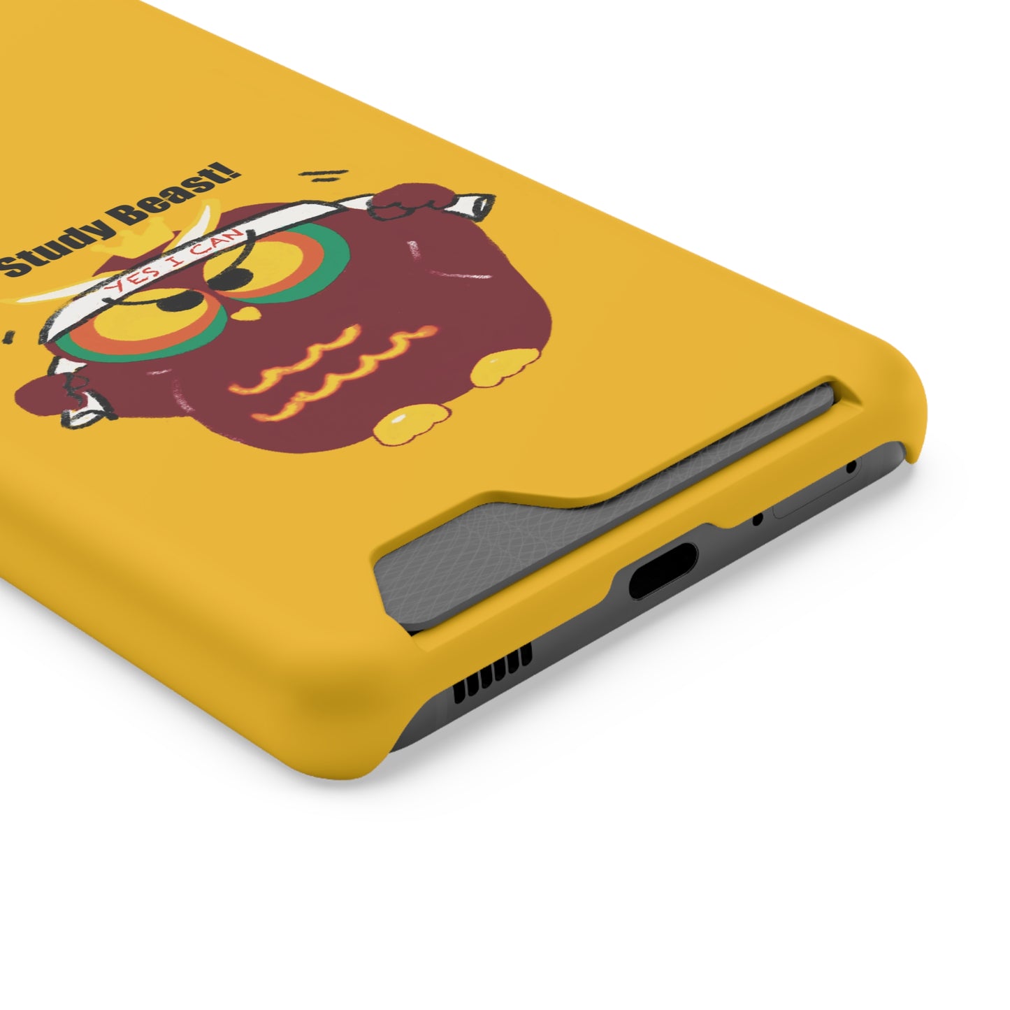 Study Beast Phone Case with Card Holder, Cute Owl Design, Student Accessory, Back-to-School Gift, Funny Phone Cover