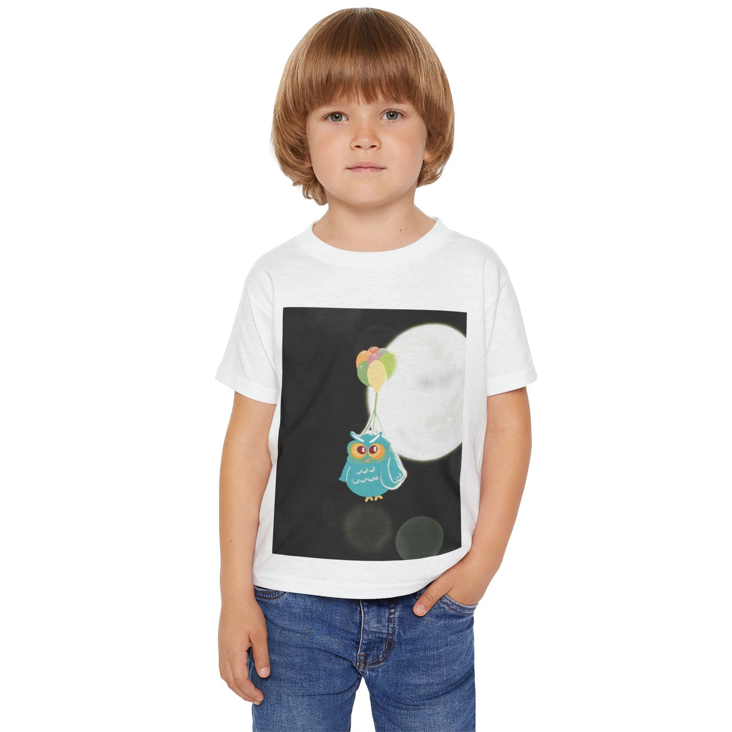 Whimsical Owl Toddler T-Shirt with Balloon Design