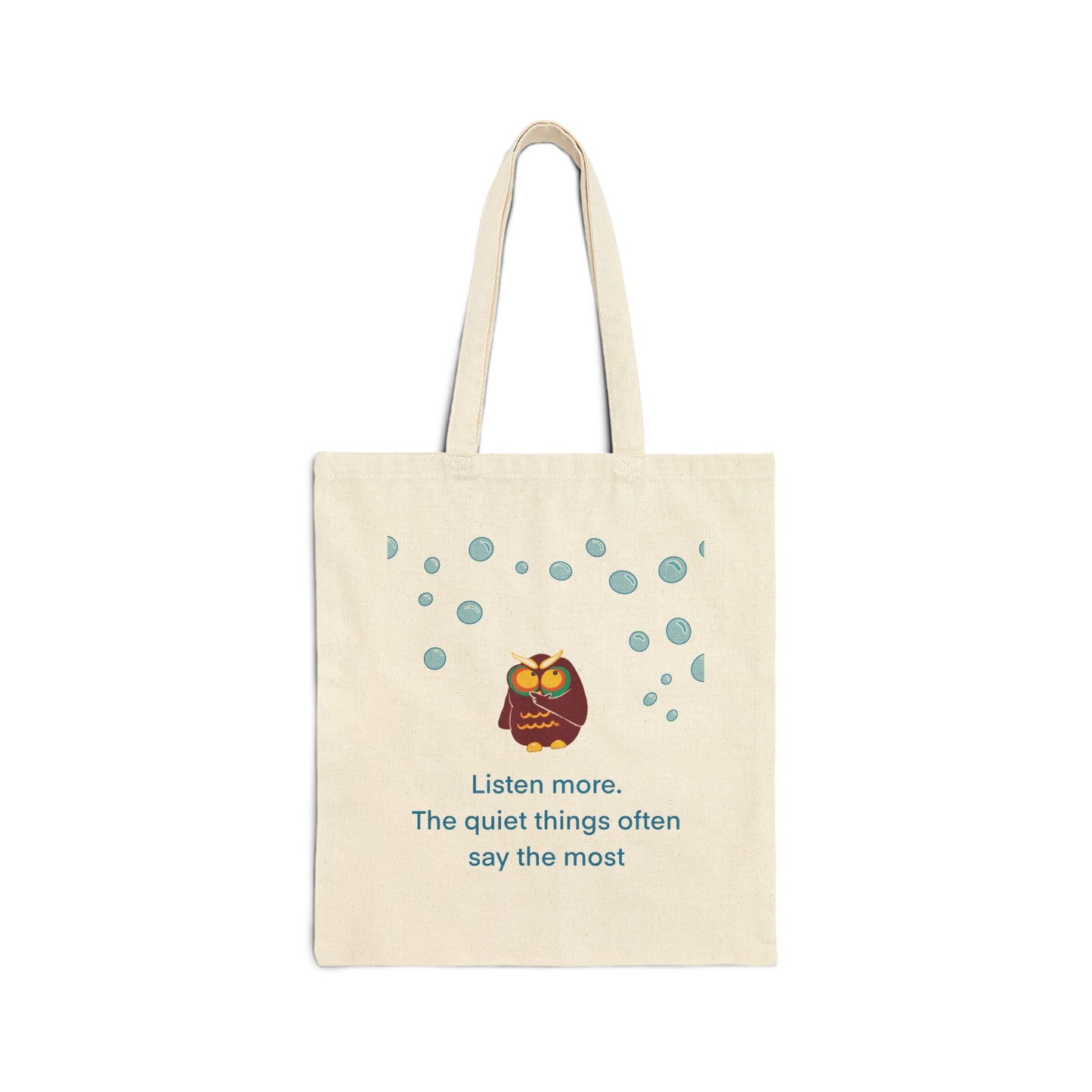 Inspirational Owl Cotton Tote Bag, Eco-Friendly Shopping Bag, Gift for Nature Lovers, Quote Bag, Reusable Grocery Tote