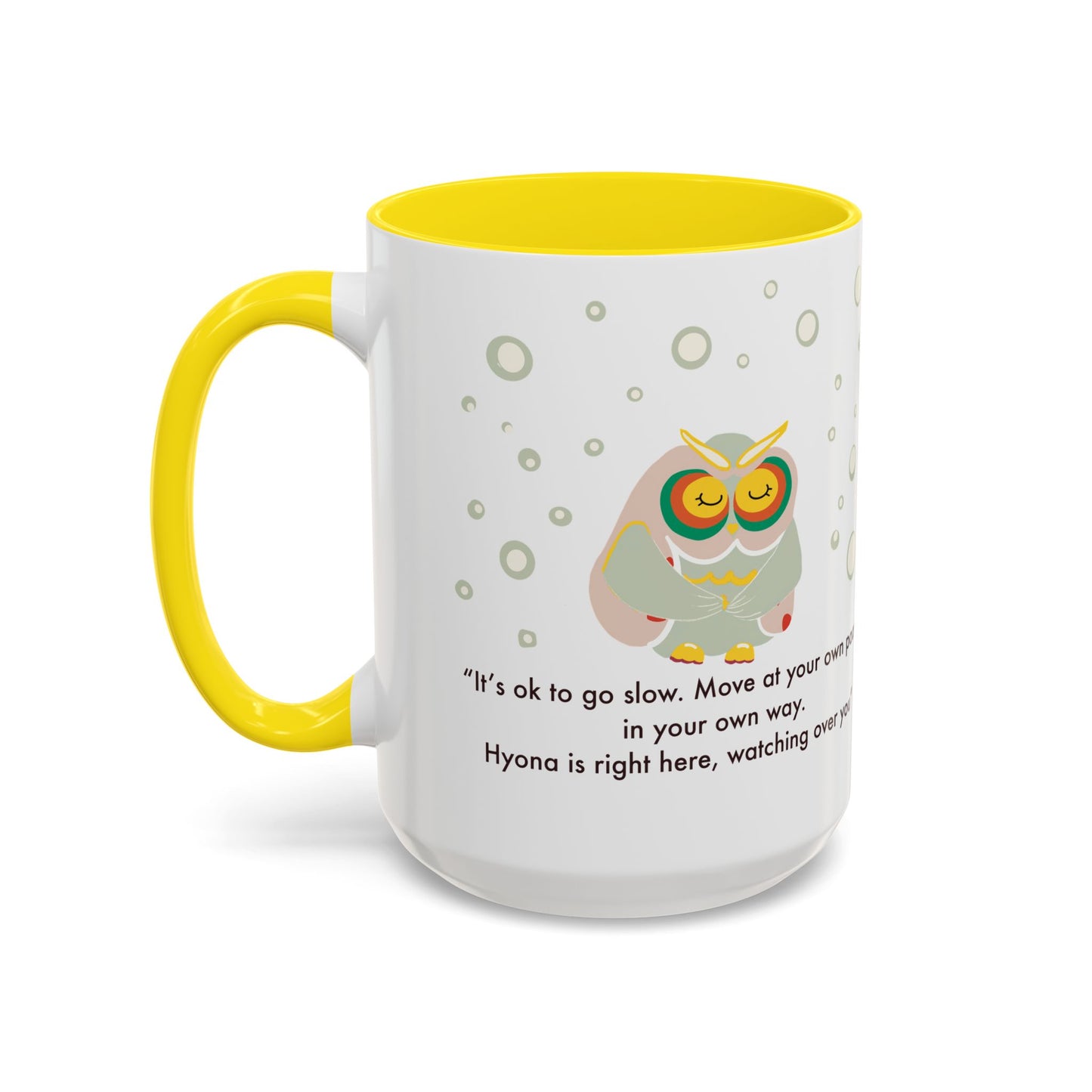Inspirational Owl Coffee Mug - Relaxing Gift for Coffee Lovers, Motivational Drinkware, Cute Home Decor, Self-Care Reminder