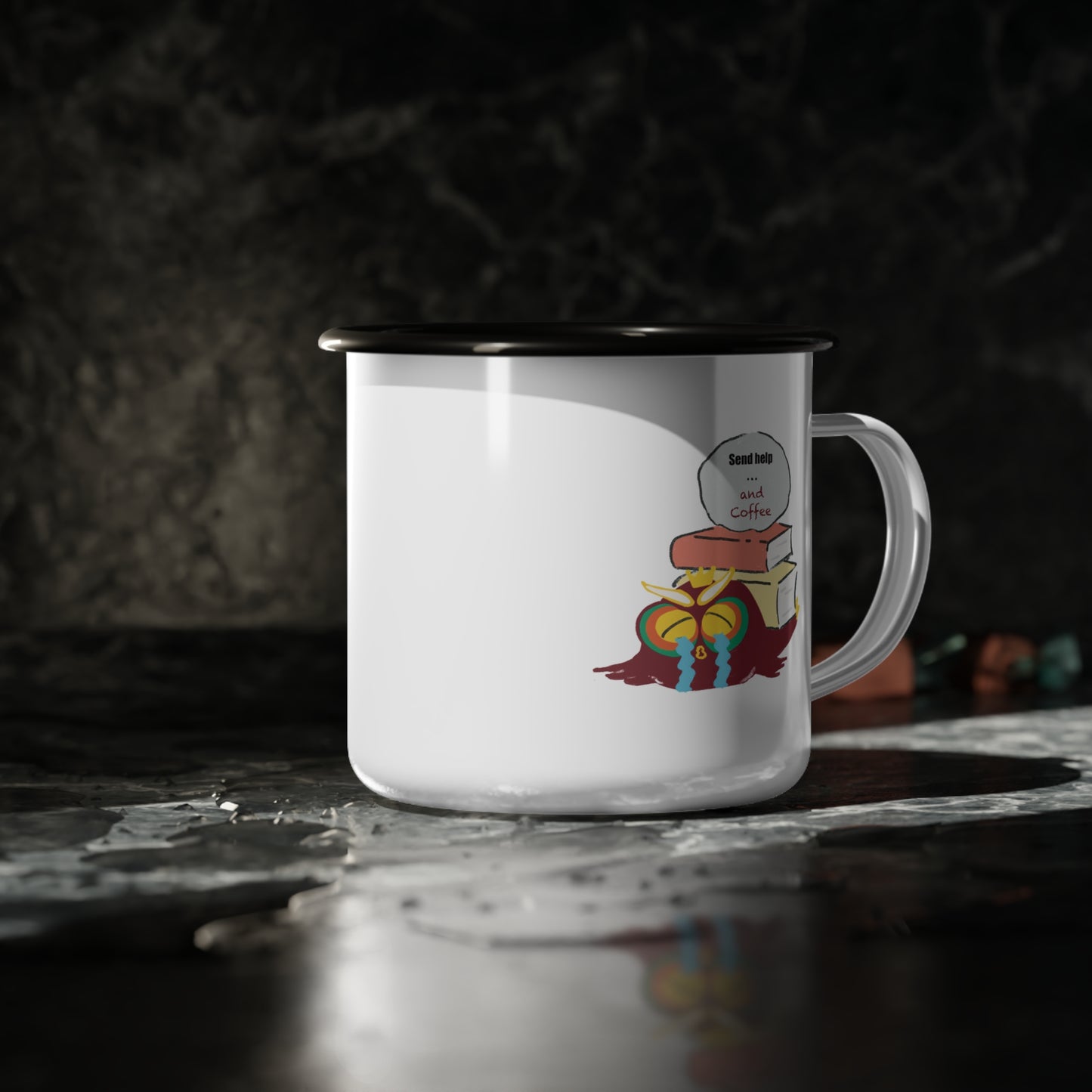 Cozy Enamel Camp Cup with Fun Design - Perfect for Coffee Lovers, Hiking, Camping, Gifts, Personalized Mug