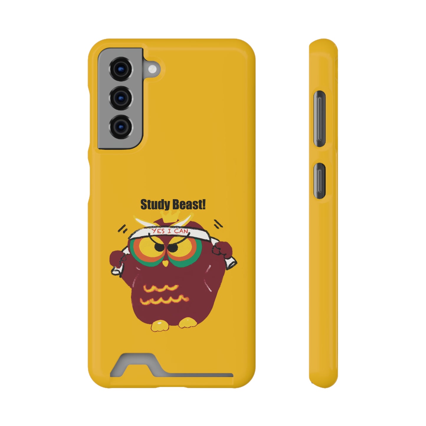 Study Beast Phone Case with Card Holder, Cute Owl Design, Student Accessory, Back-to-School Gift, Funny Phone Cover