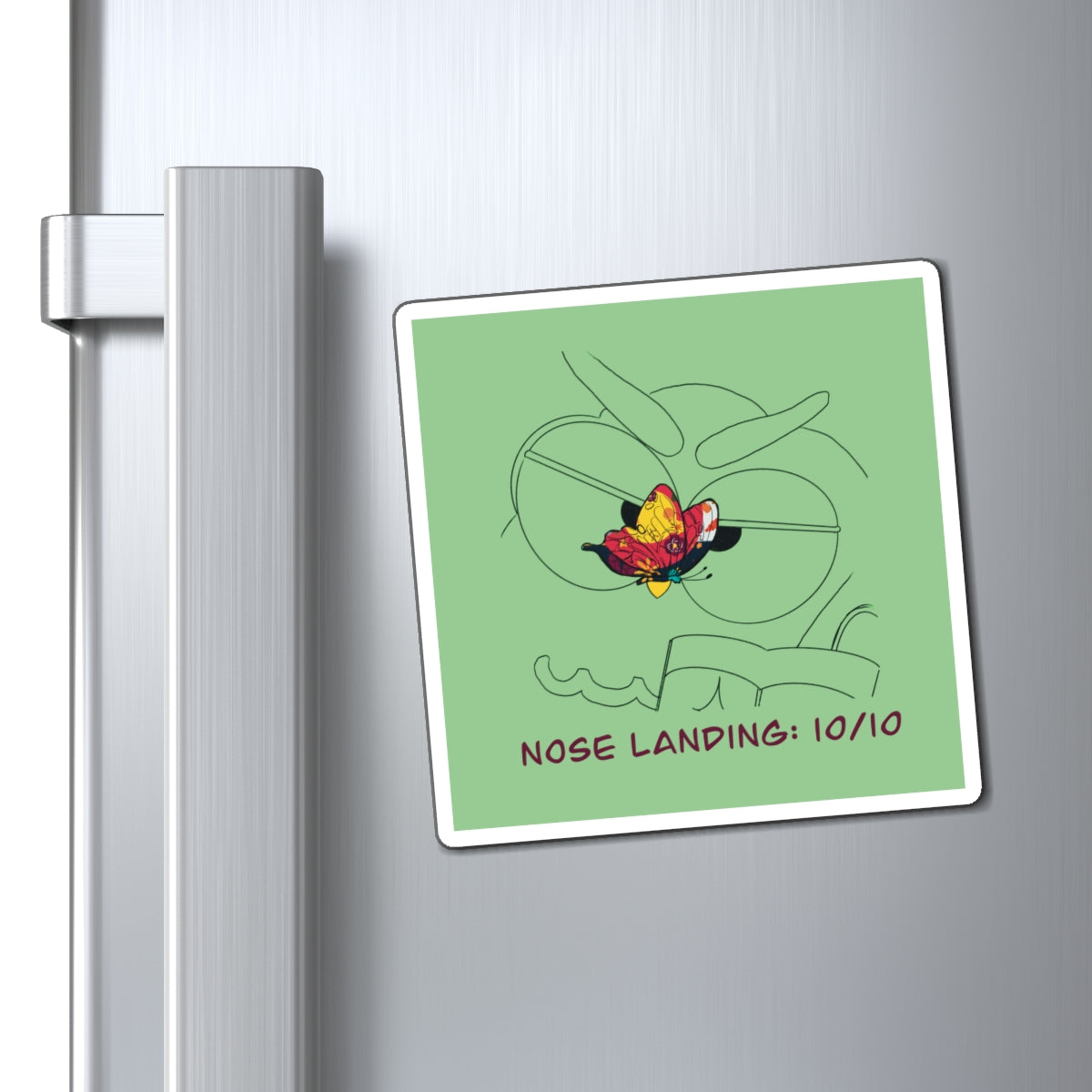 Funny Magnet: Nose Landing 10/10, Cute Fridge Decor, Quirky Home Gift, Unique Kitchen Magnet, Humorous Office Decor