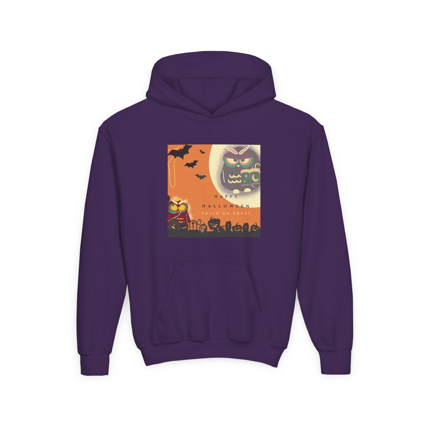 Halloween Owl Youth Hoodie, Cozy Sweatshirt for Kids, Perfect for Fall, Halloween Costume, Gift for Boys and Girls