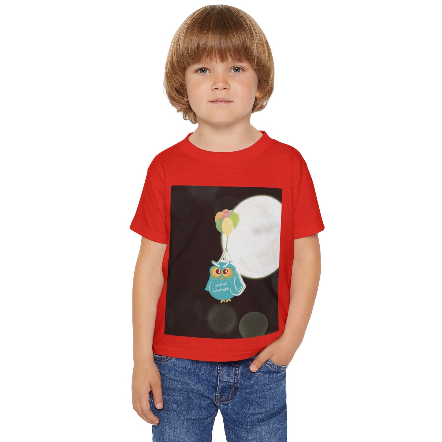 Whimsical Owl Toddler T-Shirt with Balloon Design