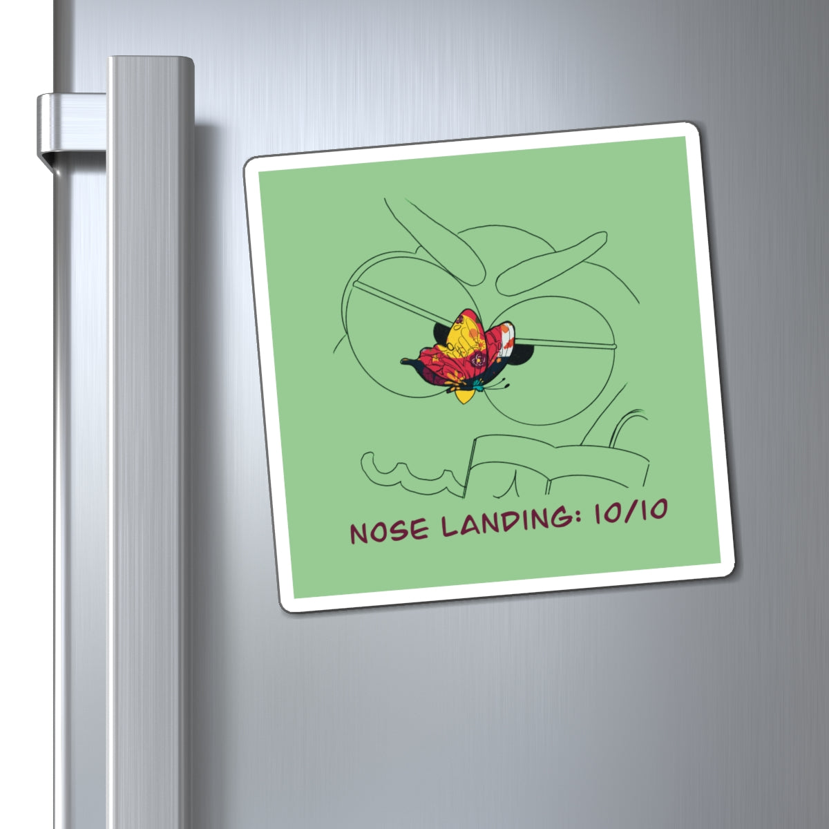 Funny Magnet: Nose Landing 10/10, Cute Fridge Decor, Quirky Home Gift, Unique Kitchen Magnet, Humorous Office Decor
