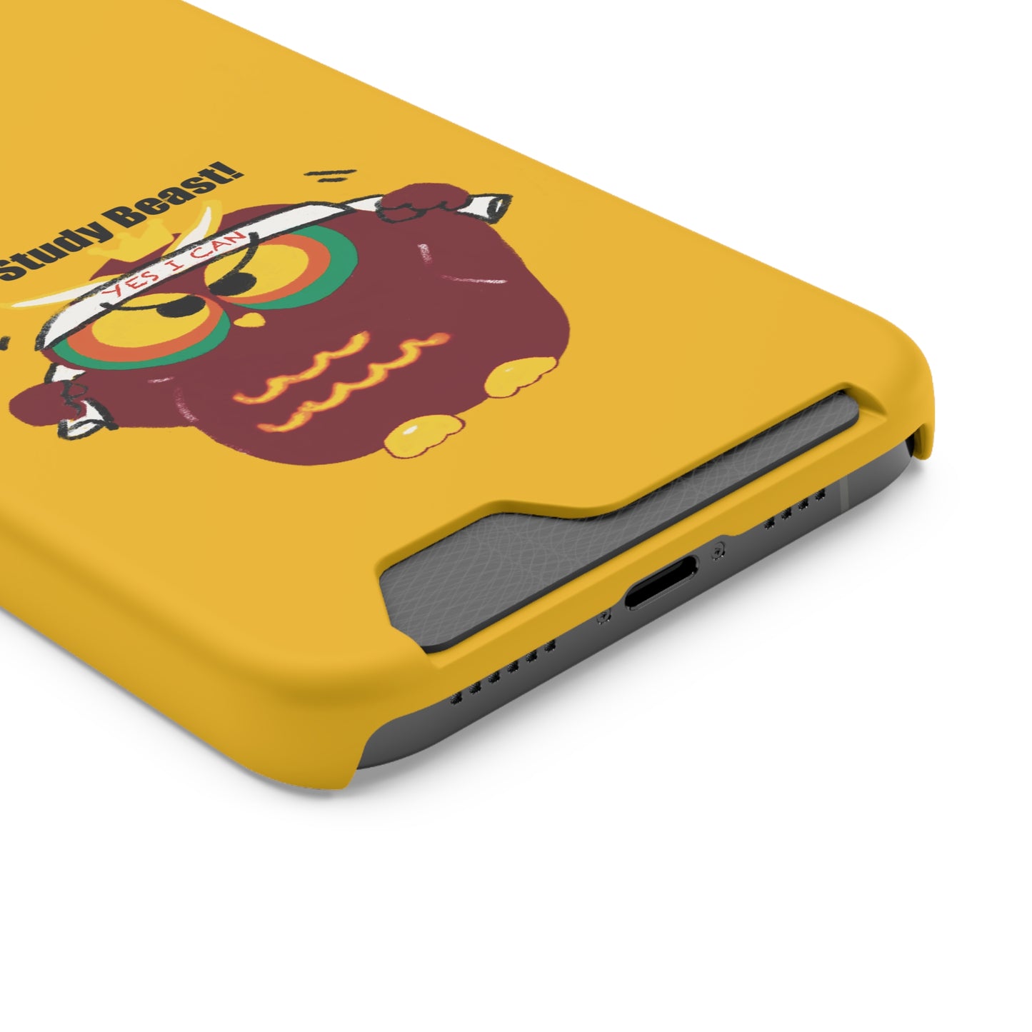 Study Beast Phone Case with Card Holder, Cute Owl Design, Student Accessory, Back-to-School Gift, Funny Phone Cover