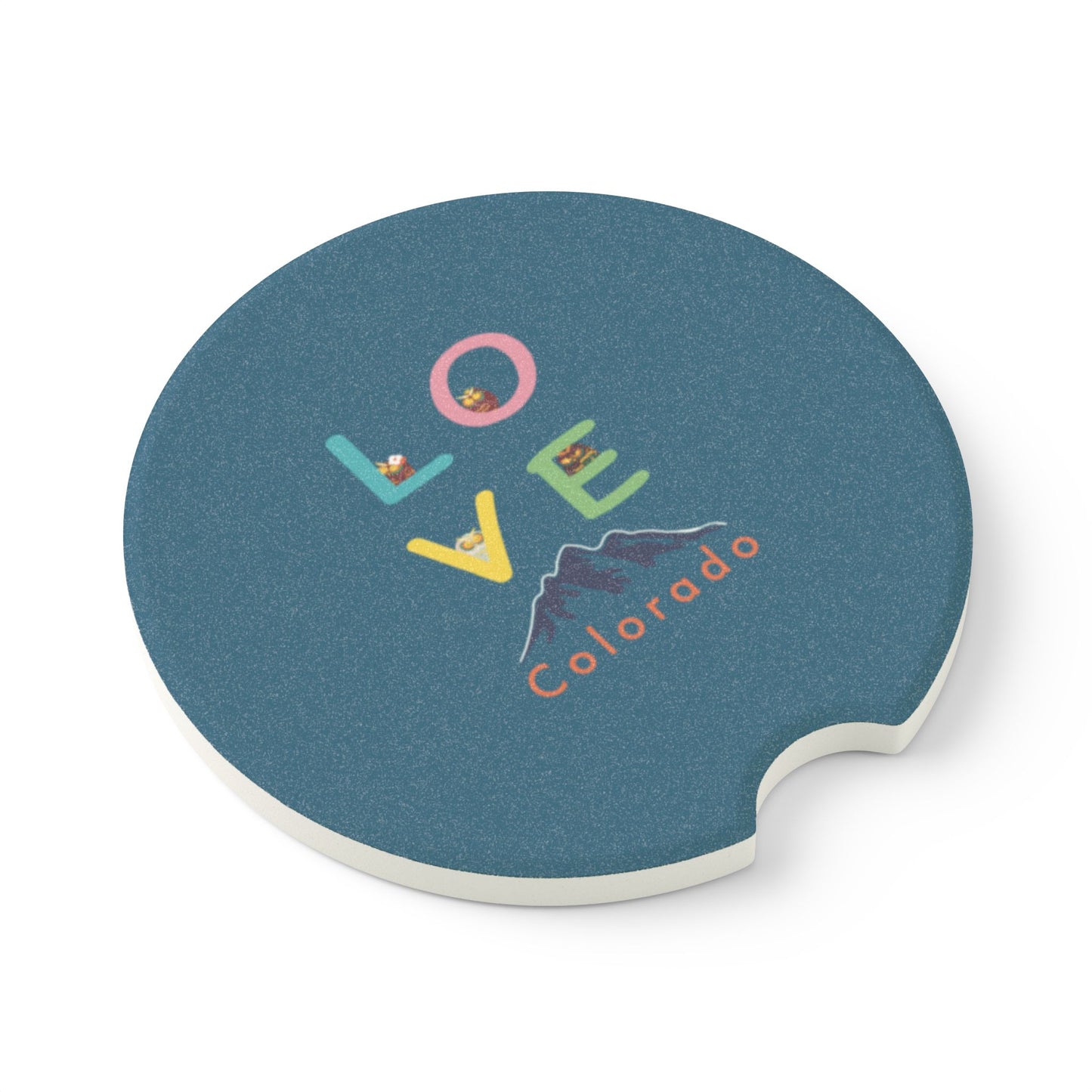 Soapstone Car Coaster - Love Colorado Design | Car Accessories, Gifts for Travelers, Road Trip Essentials, Home Decor, Unique Souvenirs