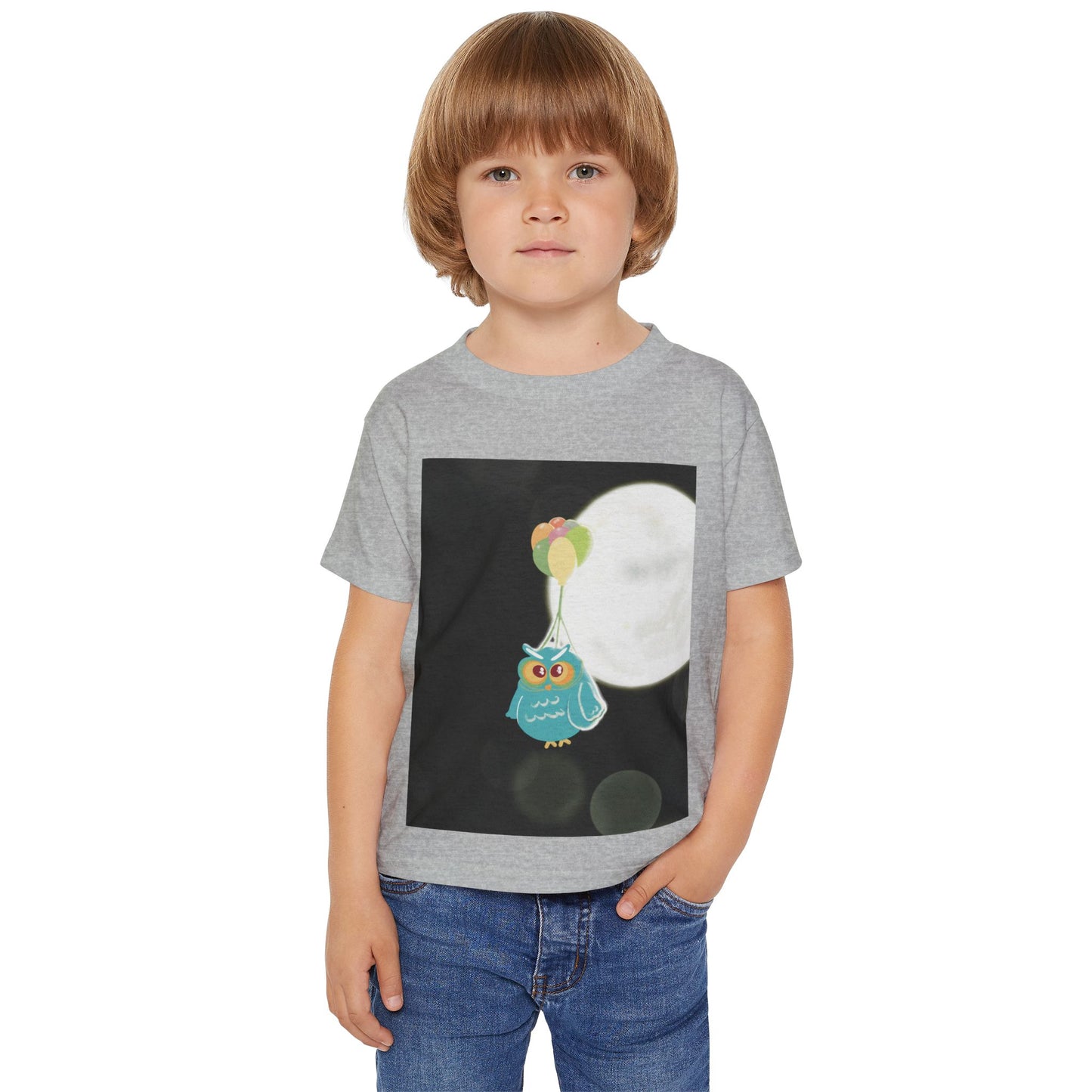 Whimsical Owl Toddler T-Shirt with Balloon Design