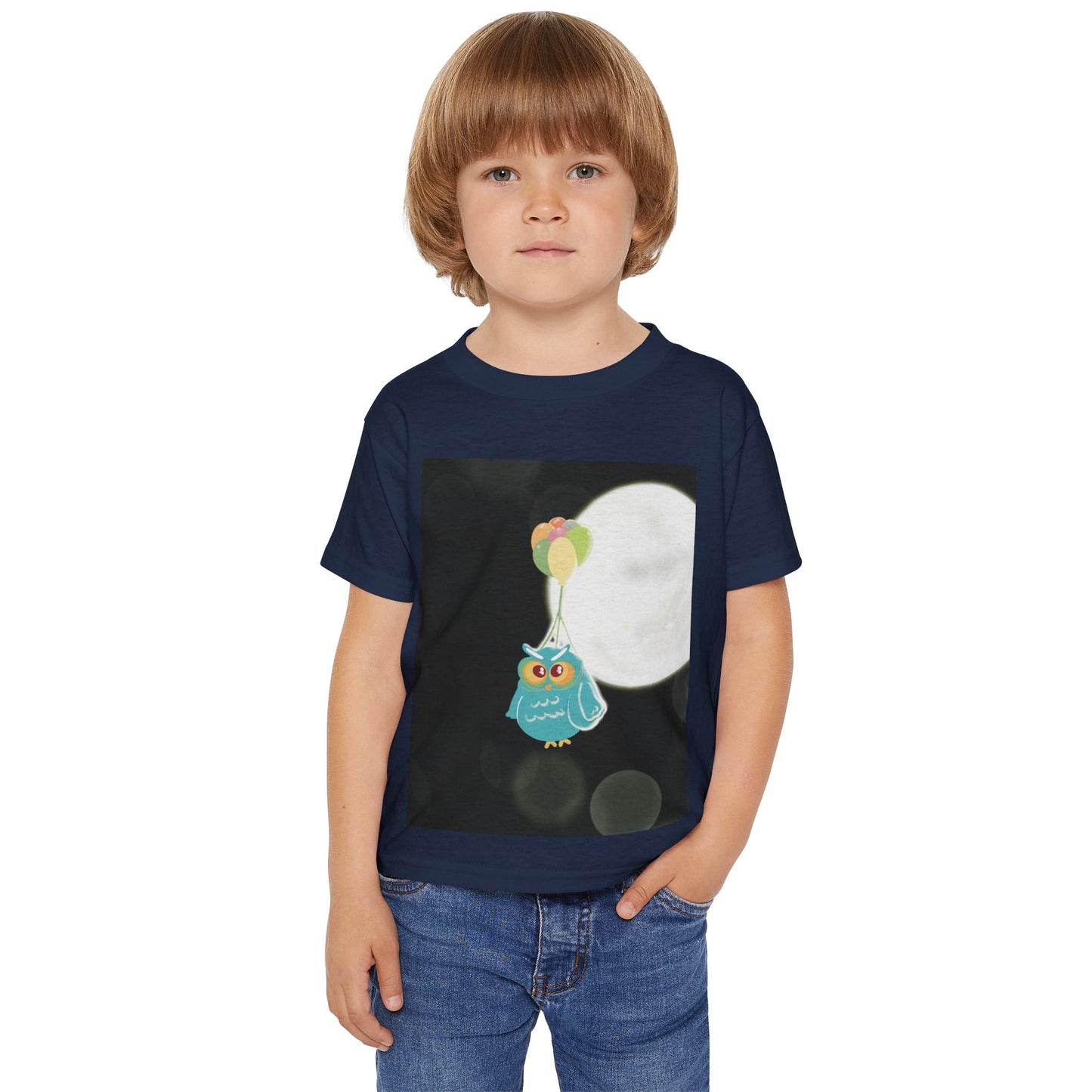 Whimsical Owl Toddler T-Shirt with Balloon Design