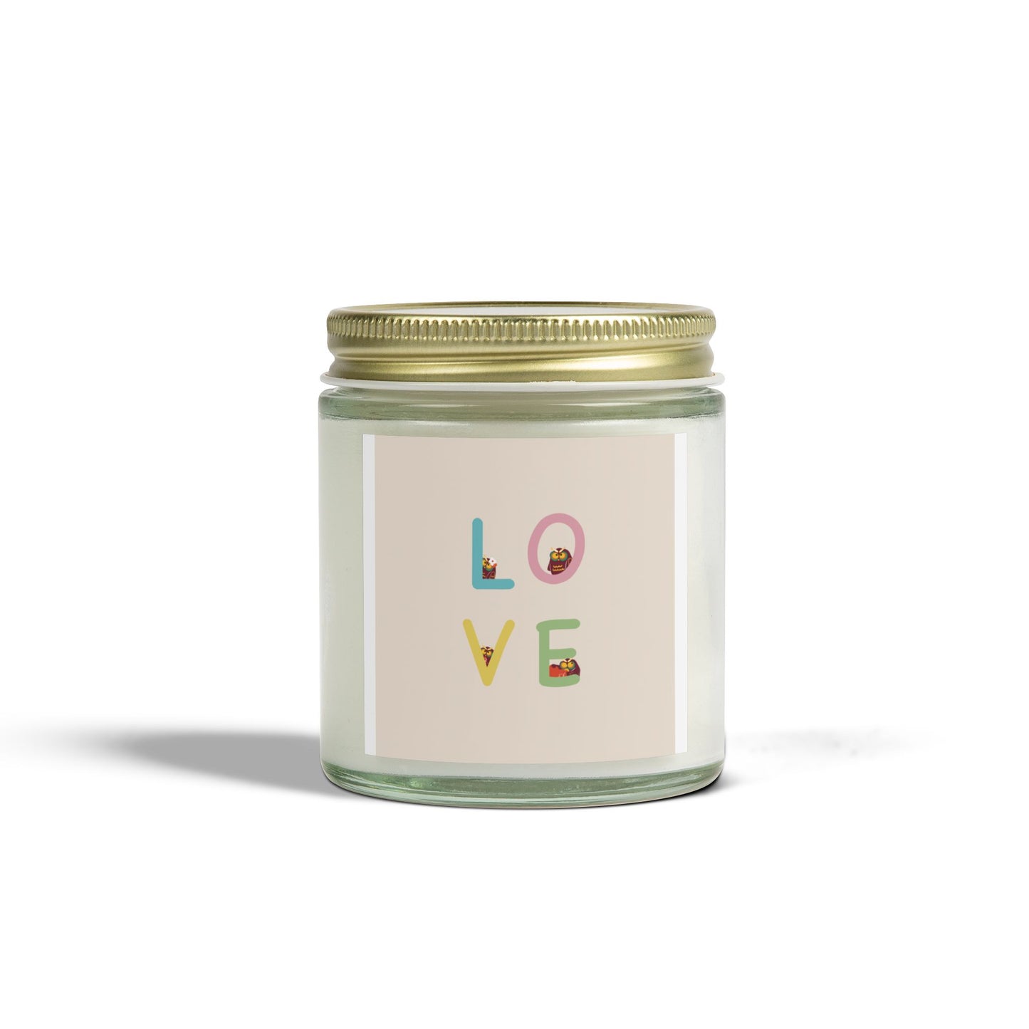 Coconut Apricot Scented Candle - 'LOVE' Design, 4oz & 9oz