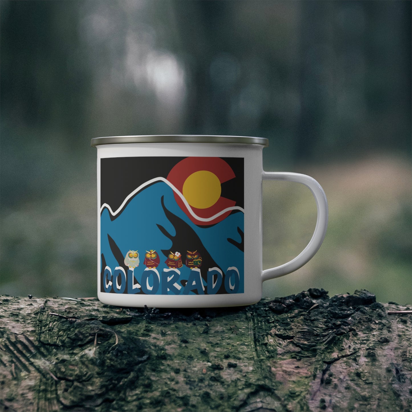 Colorado Enamel Camping Mug, Adventure Mug, Outdoor Coffee Cup, Hiking Gift, Travel Mug, Nature Lover's Drinkware, Rustic Camping Gear