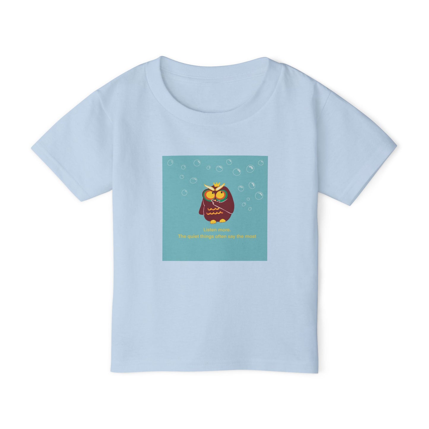 Toddler T-Shirt with Owl Design – "Listen More" Inspirational Tee