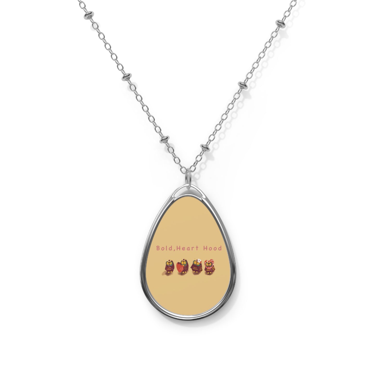 Bold Heart Hood Oval Necklace - Meaningful Pendant Jewelry for Everyday Wear
