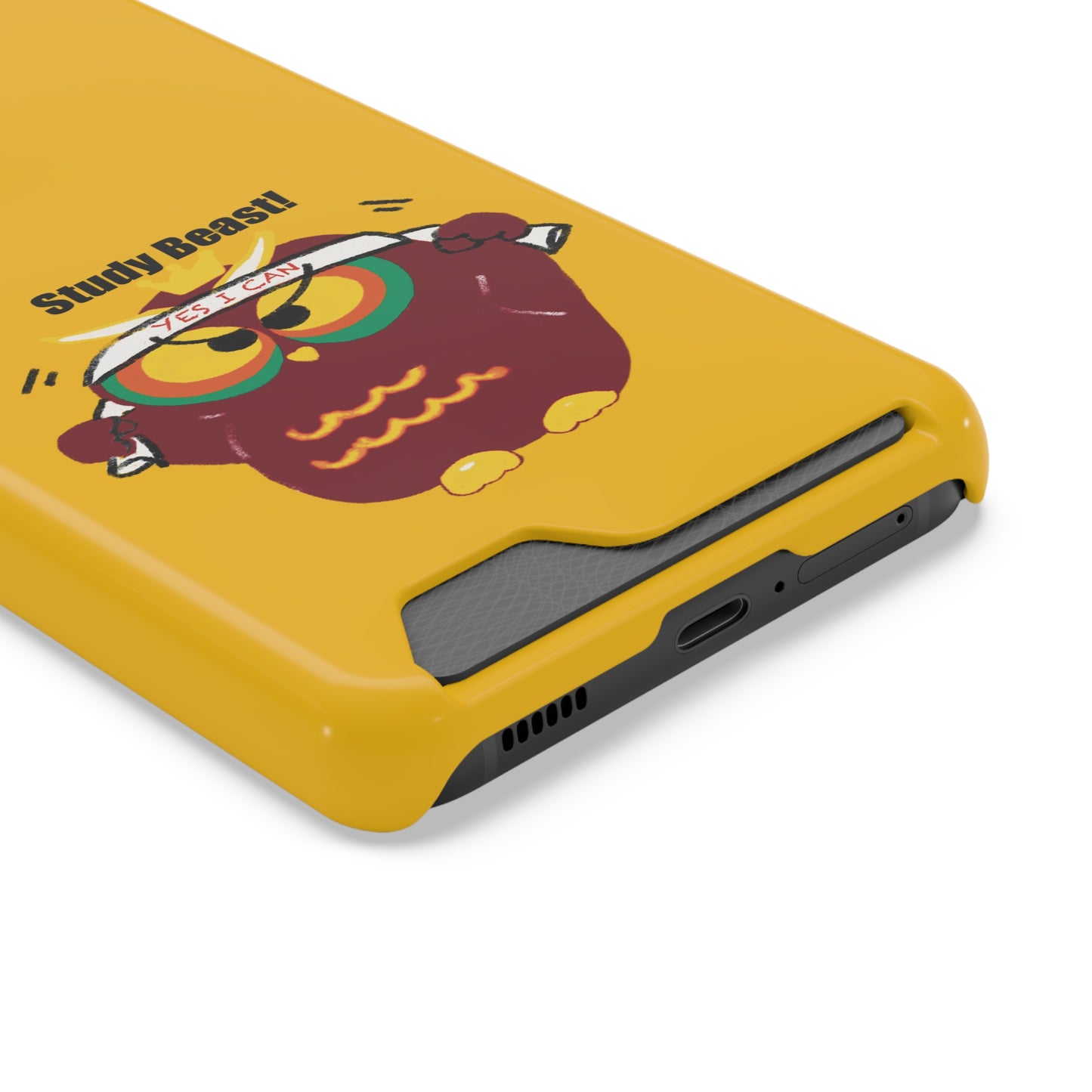 Study Beast Phone Case with Card Holder, Cute Owl Design, Student Accessory, Back-to-School Gift, Funny Phone Cover