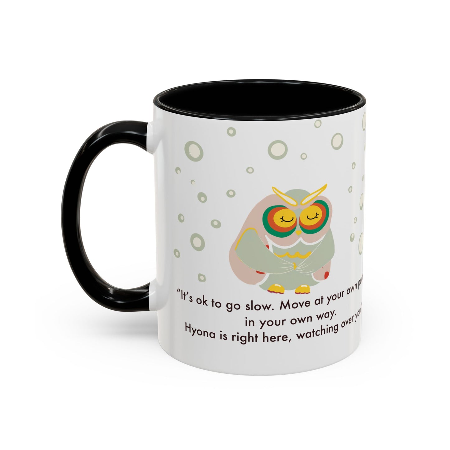 Inspirational Owl Coffee Mug - Relaxing Gift for Coffee Lovers, Motivational Drinkware, Cute Home Decor, Self-Care Reminder