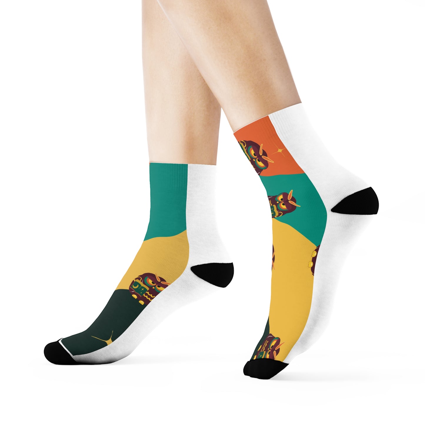 Colorful Mask-Themed Crew Socks | Fun Gift for Halloween, Día de los Muertos, Casual Wear, Festival Accessories, Unique Fashion