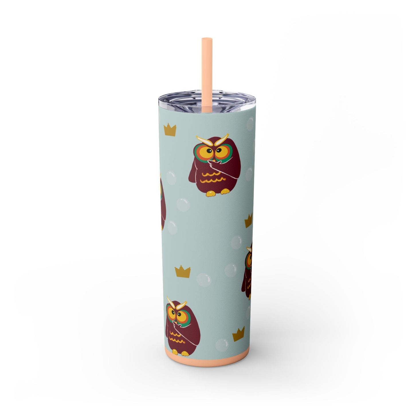 Owl Themed 20oz Skinny Tumbler with Straw - Cute & Fun Drinkware