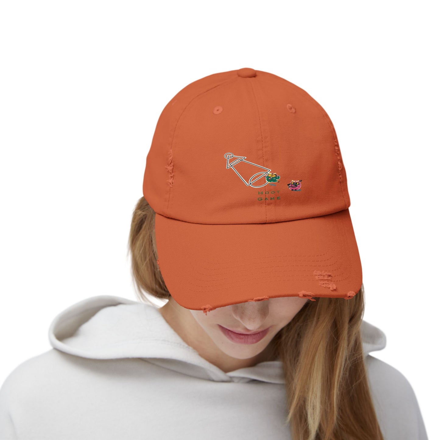 Unisex Distressed Cap - Hoot Game Inspired Fashion Hat