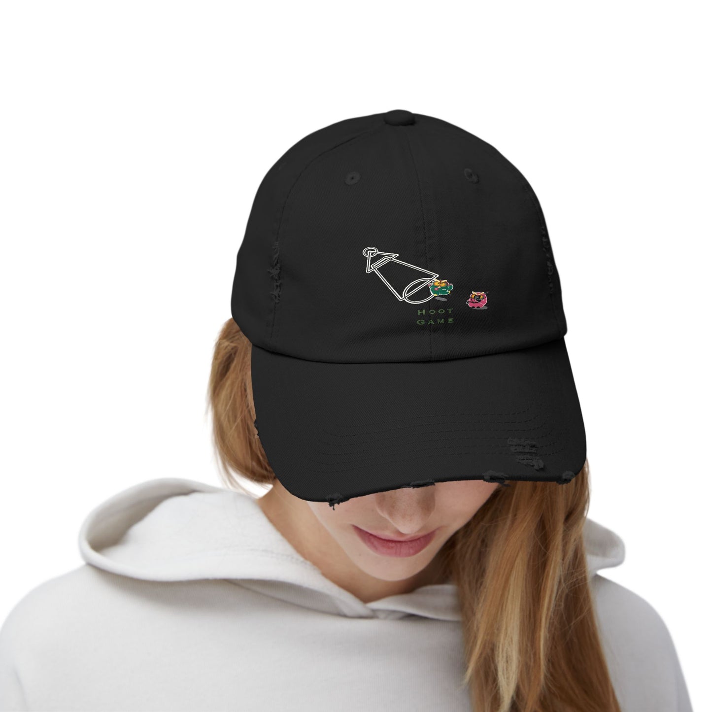 Unisex Distressed Cap - Hoot Game Inspired Fashion Hat