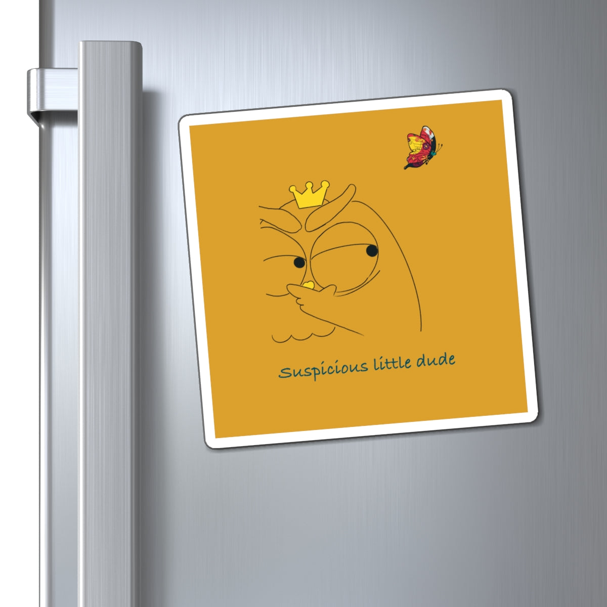 Suspicious Little Dude Magnet, Cute Kitchen Decor, Unique Gift, Quirky Home Accessories, Fun Fridge Magnet, Gifts for Him