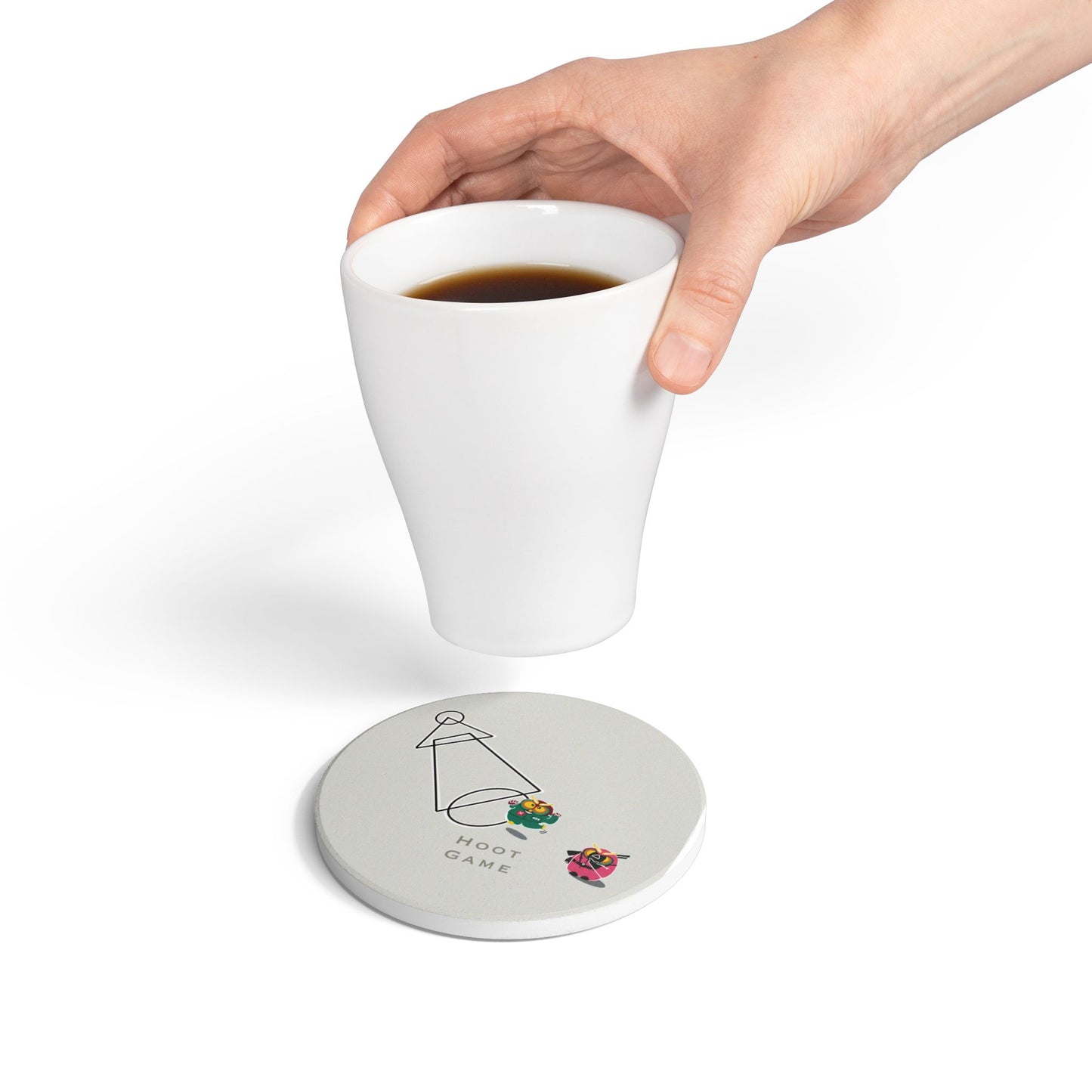 Fun Hoot Game Ceramic Coaster - Cute Animal Design for Home Decor