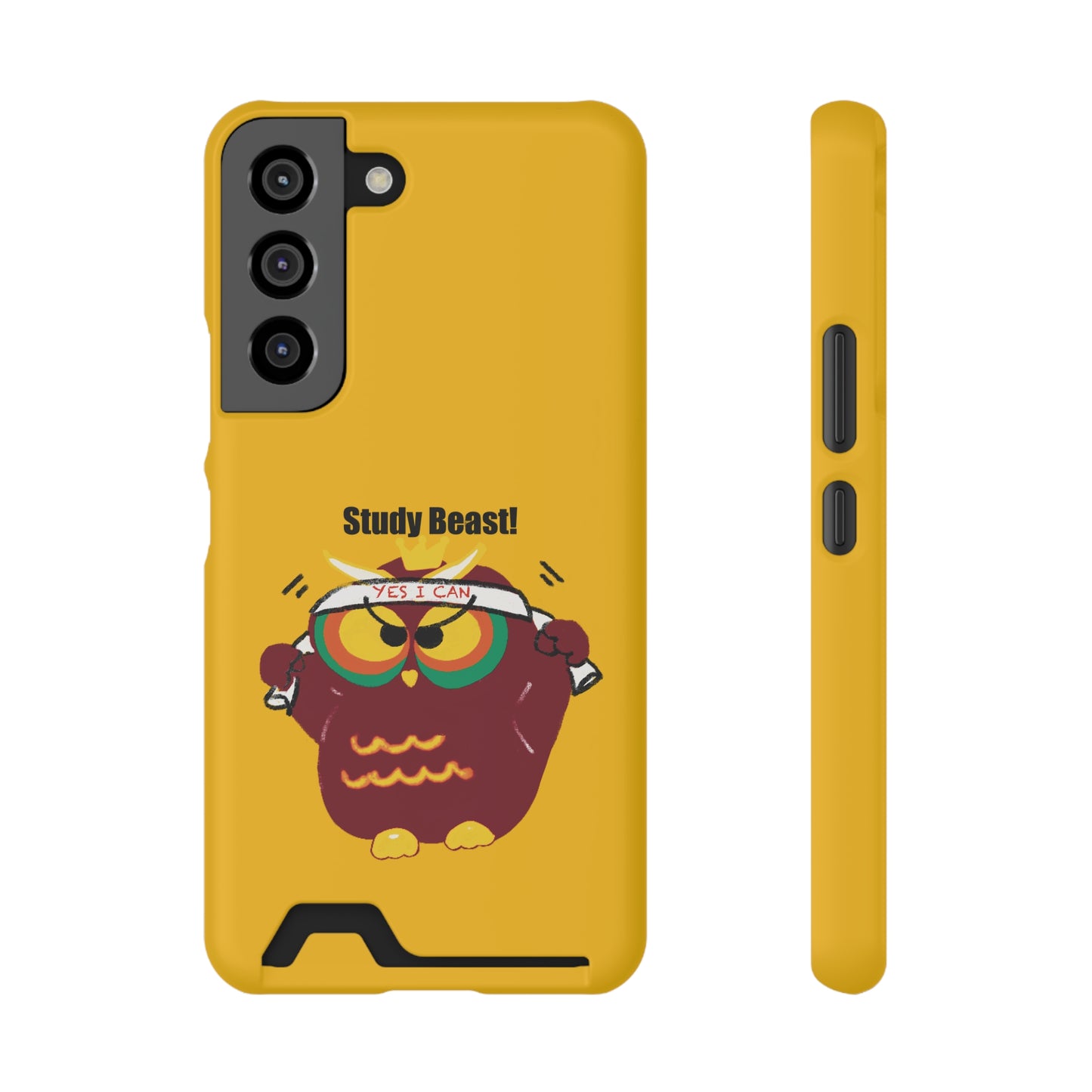 Study Beast Phone Case with Card Holder, Cute Owl Design, Student Accessory, Back-to-School Gift, Funny Phone Cover