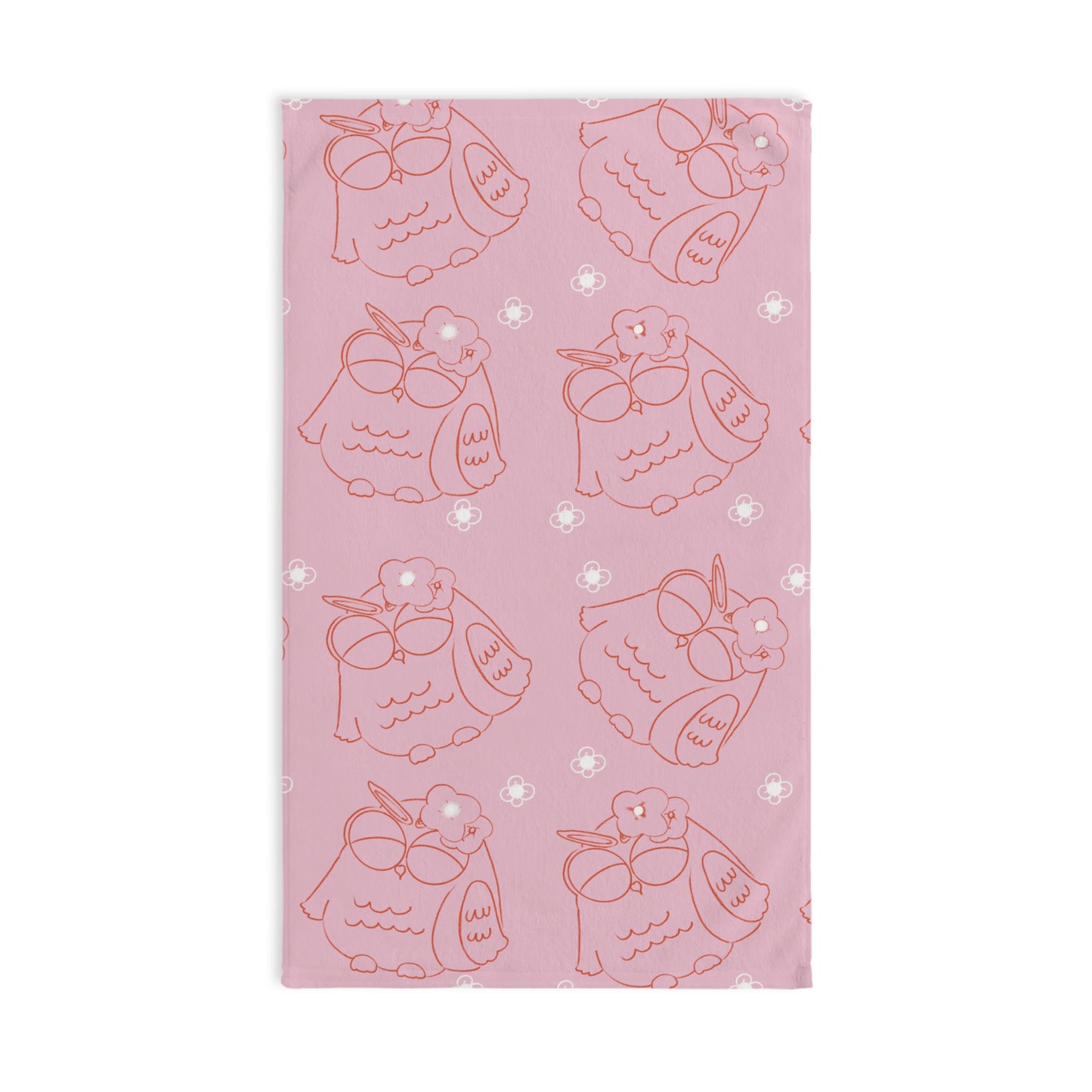 Cute Owl Hand Towel, Cozy Bathroom Decor, Gift for Animal Lovers, Pink Kitchen Towel, Owl Lover's Gift, Child's Bath Decor