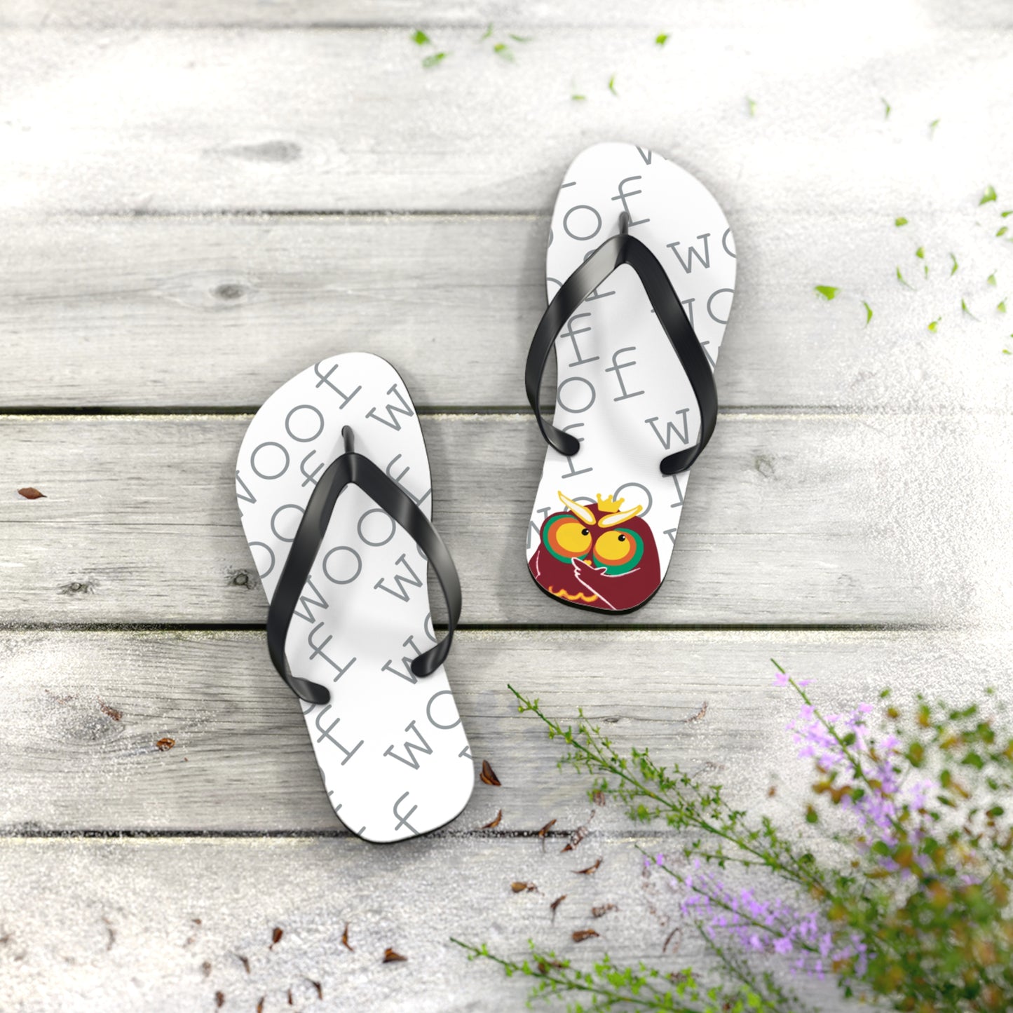 Playful Pet-Themed Flip Flops for Animal Lovers | Dog Lover's Sandals, Cute Footwear, Summer Fun, Beachwear, Woof Design
