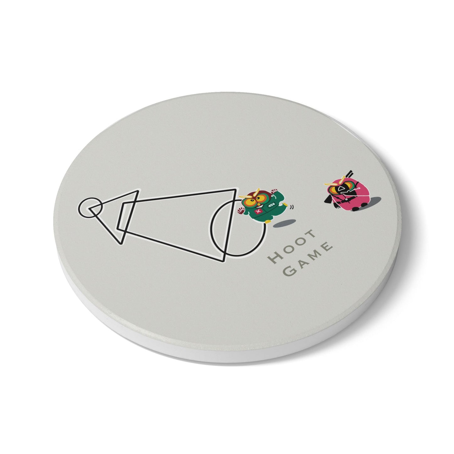 Fun Hoot Game Ceramic Coaster - Cute Animal Design for Home Decor