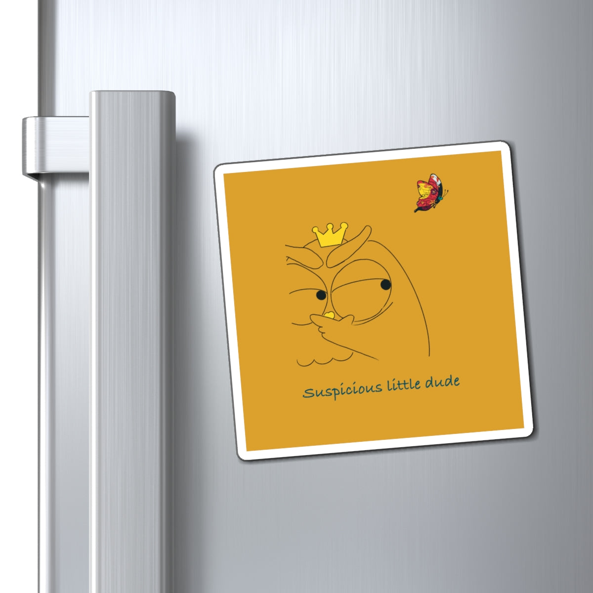 Suspicious Little Dude Magnet, Cute Kitchen Decor, Unique Gift, Quirky Home Accessories, Fun Fridge Magnet, Gifts for Him