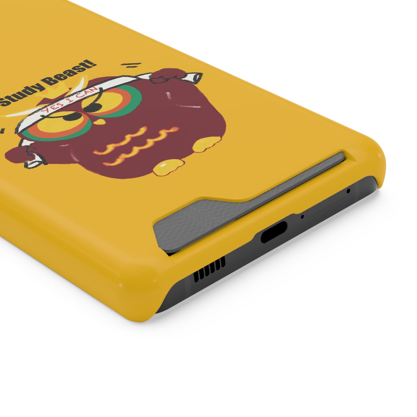 Study Beast Phone Case with Card Holder, Cute Owl Design, Student Accessory, Back-to-School Gift, Funny Phone Cover