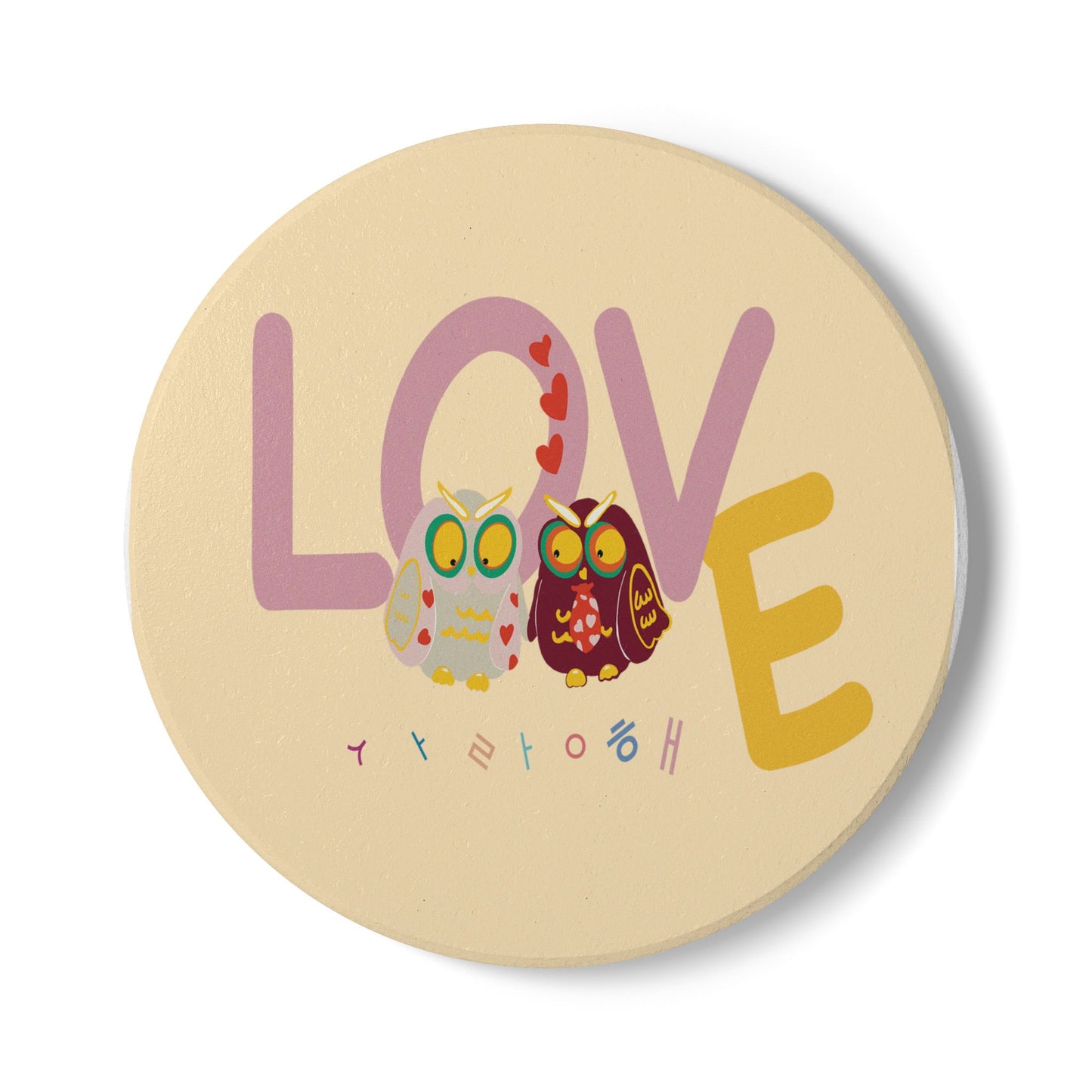 Owl Love Ceramic Coaster - Cute Drinkware for Romantic Occasions