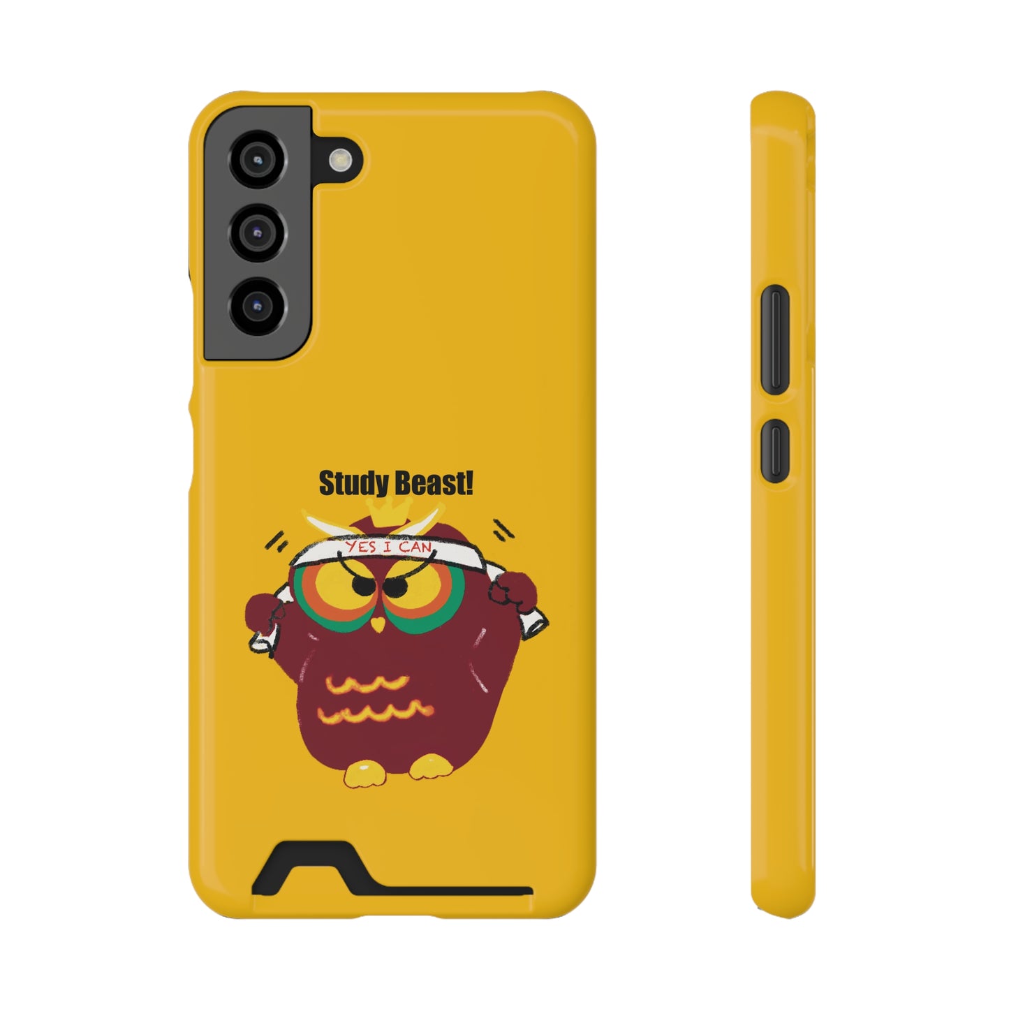 Study Beast Phone Case with Card Holder, Cute Owl Design, Student Accessory, Back-to-School Gift, Funny Phone Cover