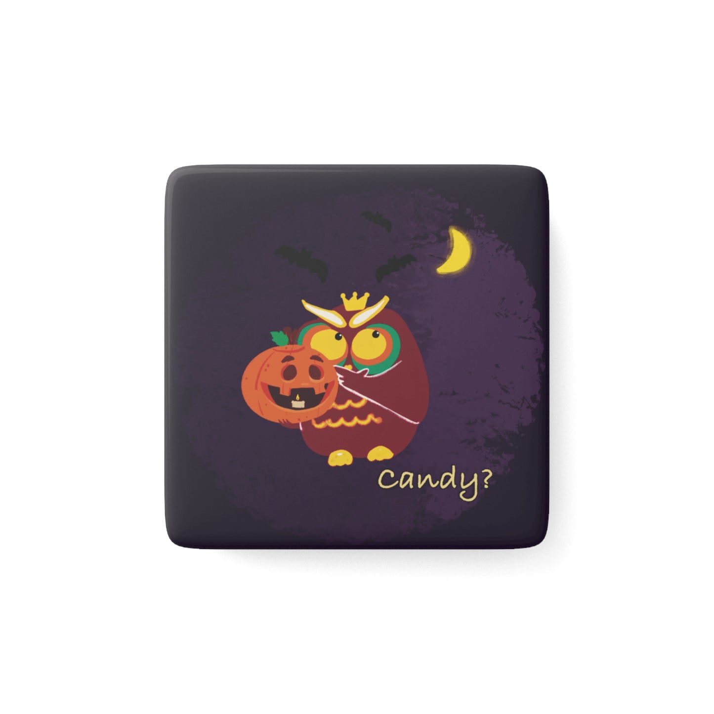 Cute Halloween Owl Porcelain Magnet - Fun Fridge Decor, Halloween Gifts, Kitchen Decor, Fall Decor, Kids Room Decor
