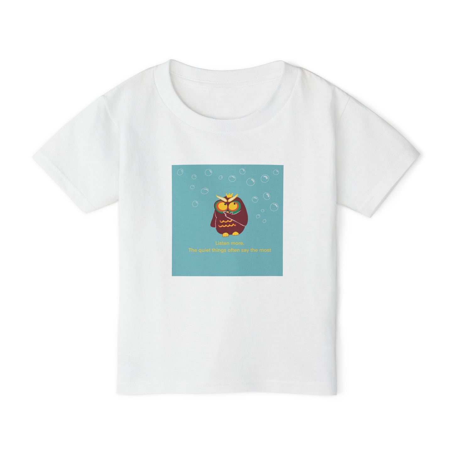 Toddler T-Shirt with Owl Design – "Listen More" Inspirational Tee