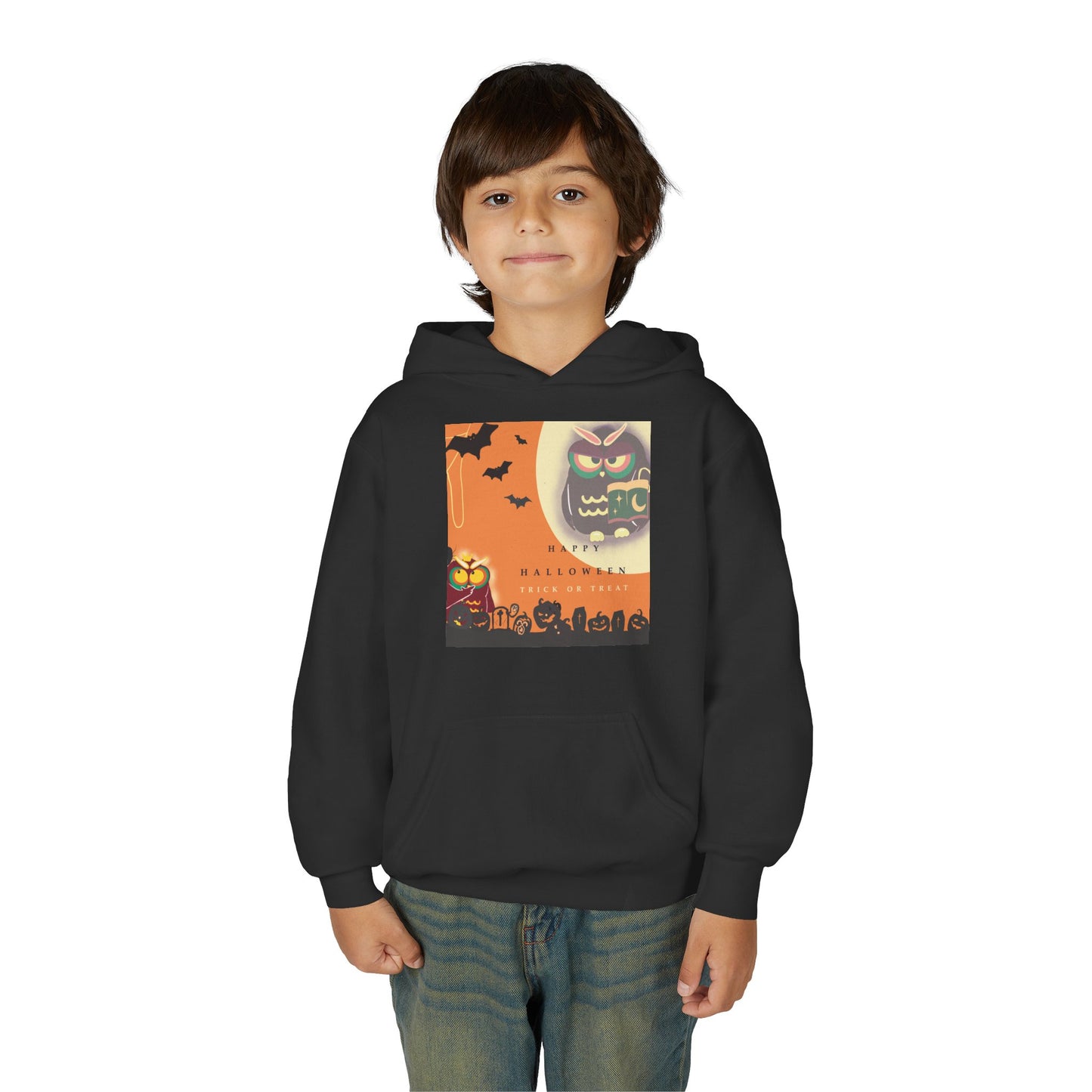 Halloween Youth Hoodie - Spooky Graphic Sweatshirt, Perfect for Fall Fun, Trick-or-Treating, Costume Parties, Cozy Sweater