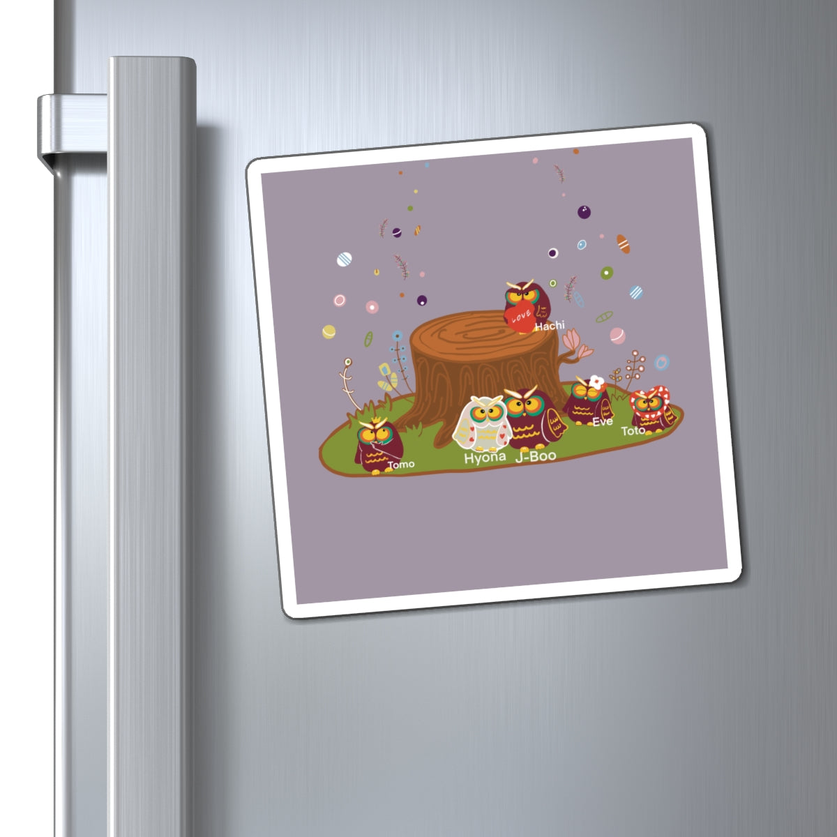 Whimsical Owl Family Magnet - Cute Kitchen Decor