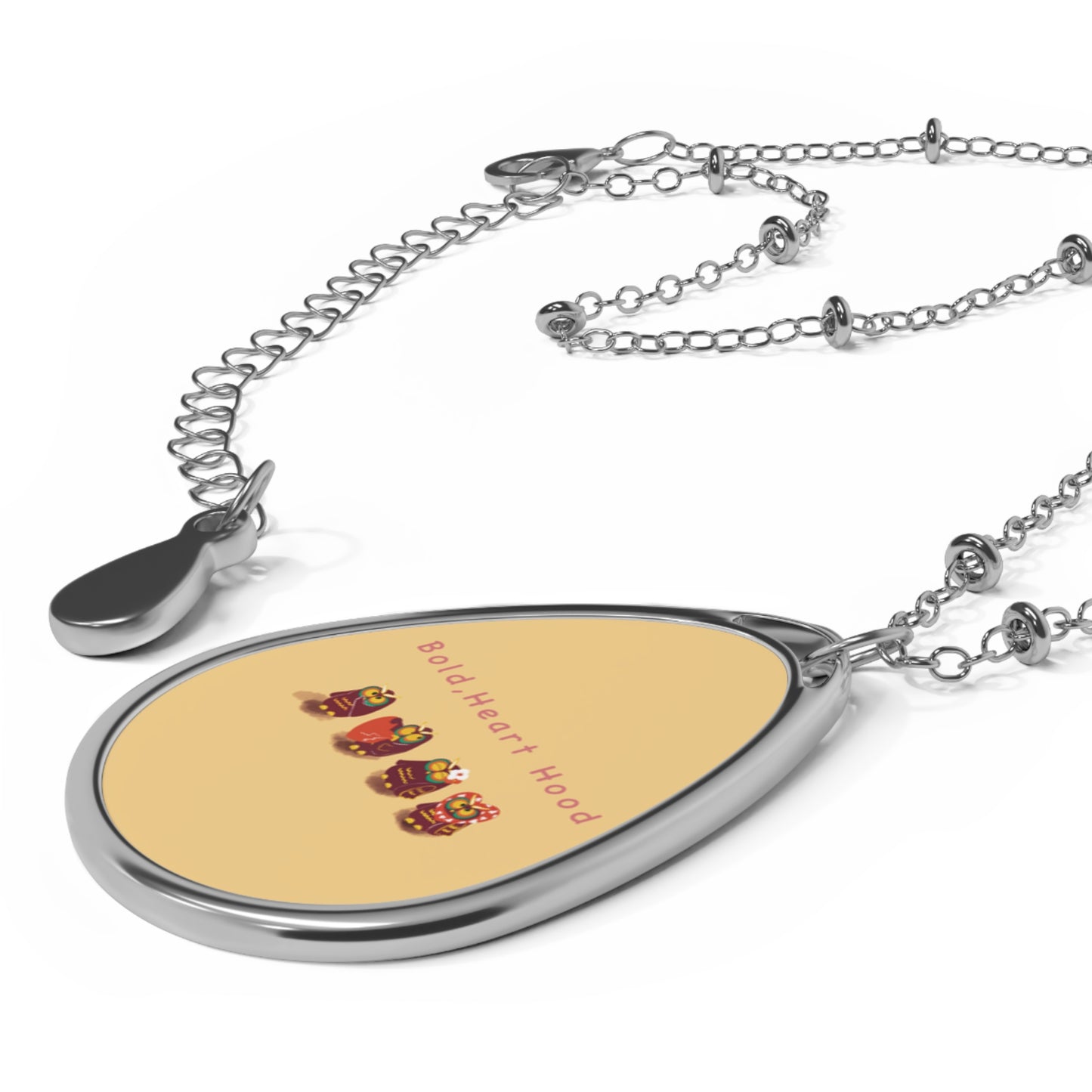 Bold Heart Hood Oval Necklace - Meaningful Pendant Jewelry for Everyday Wear