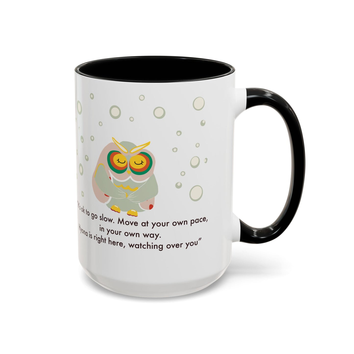 Inspirational Owl Coffee Mug - Relaxing Gift for Coffee Lovers, Motivational Drinkware, Cute Home Decor, Self-Care Reminder