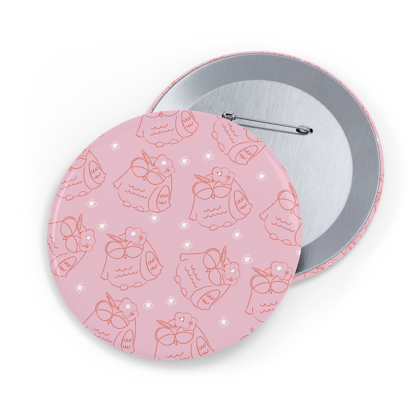 Cute Owl Round Pins, Button Badges for Jackets, Cute Gifts for Friends, Owl Lover Accessories, Pink Owl Pins for Celebrations