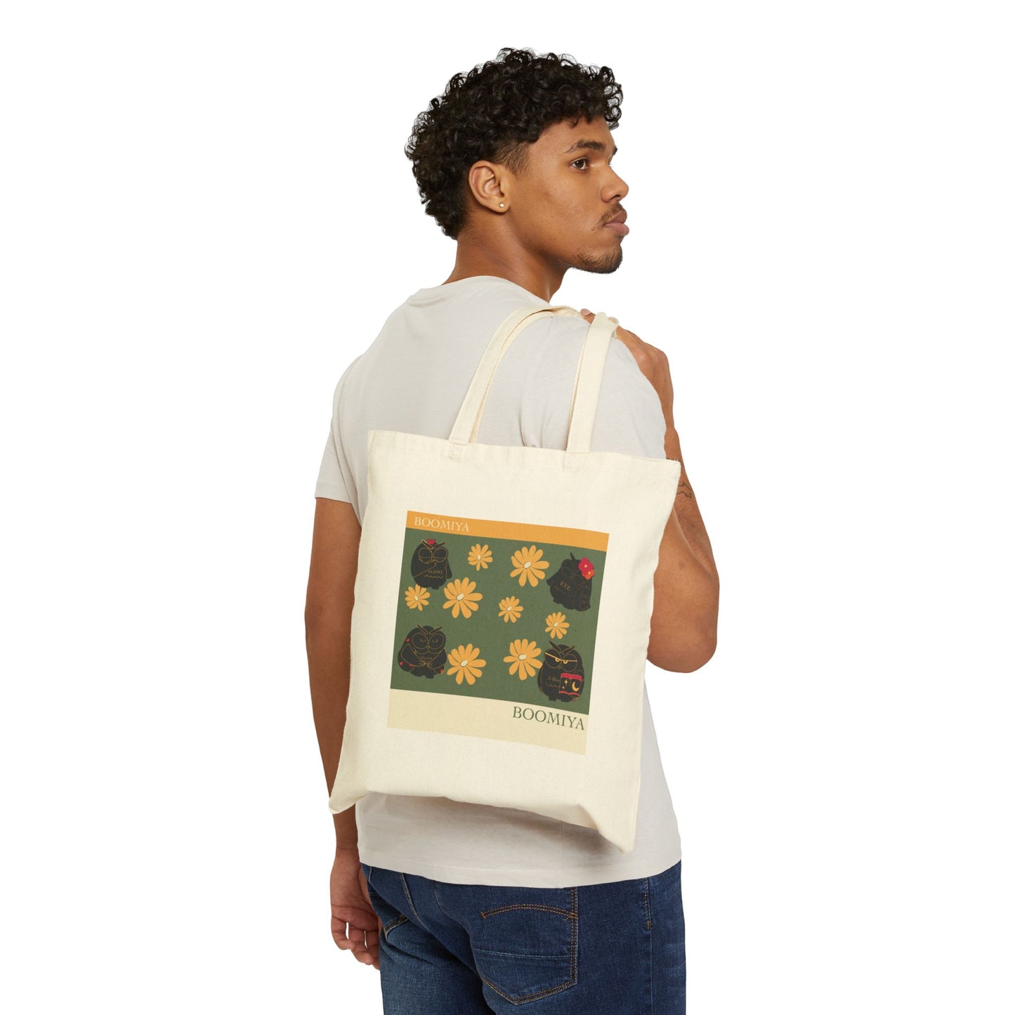 Chic Floral Cotton Canvas Tote Bag, Eco-Friendly Shopping Bag, Gift for Her, Reusable Grocery Bag, Bohemian Style Tote