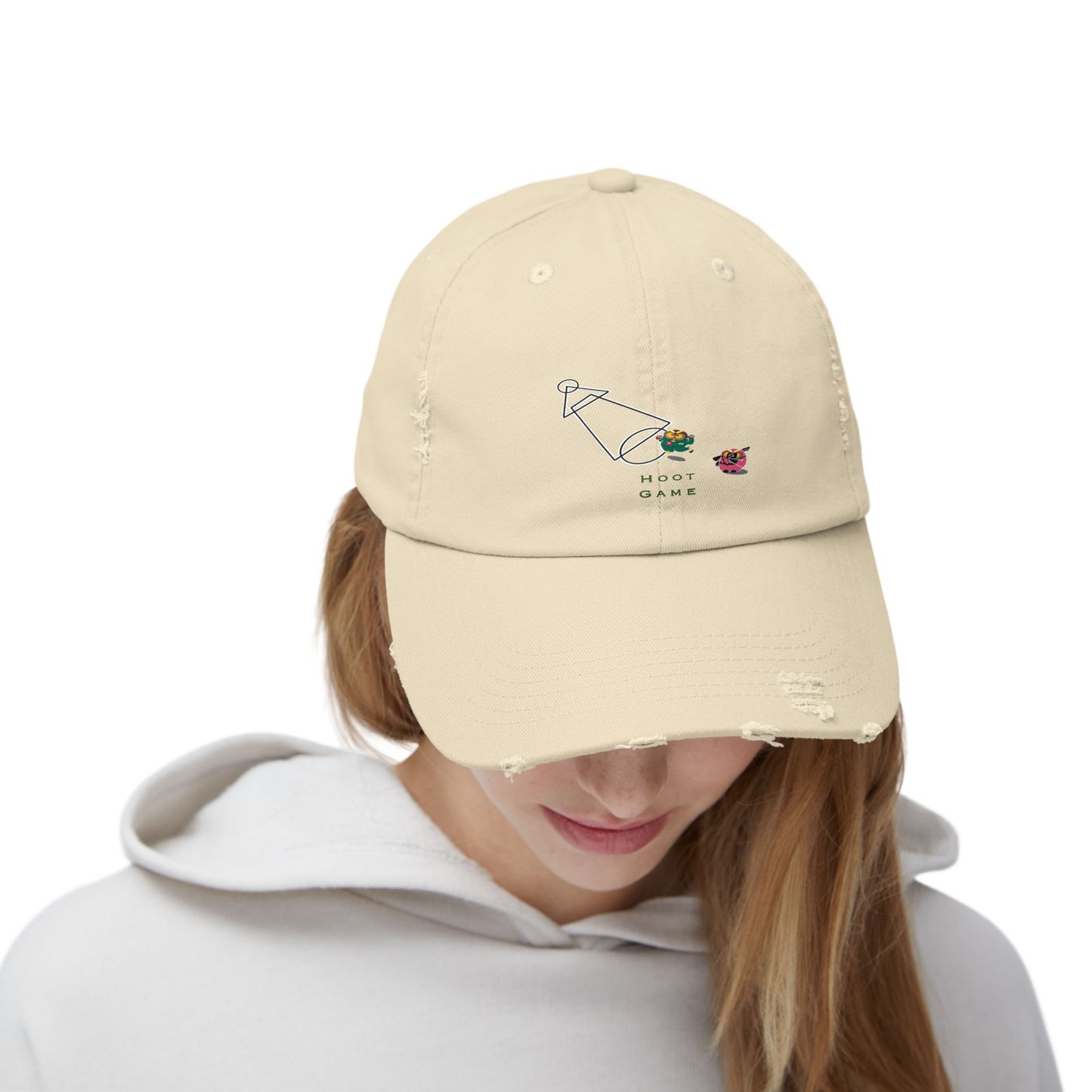 Unisex Distressed Cap - Hoot Game Inspired Fashion Hat