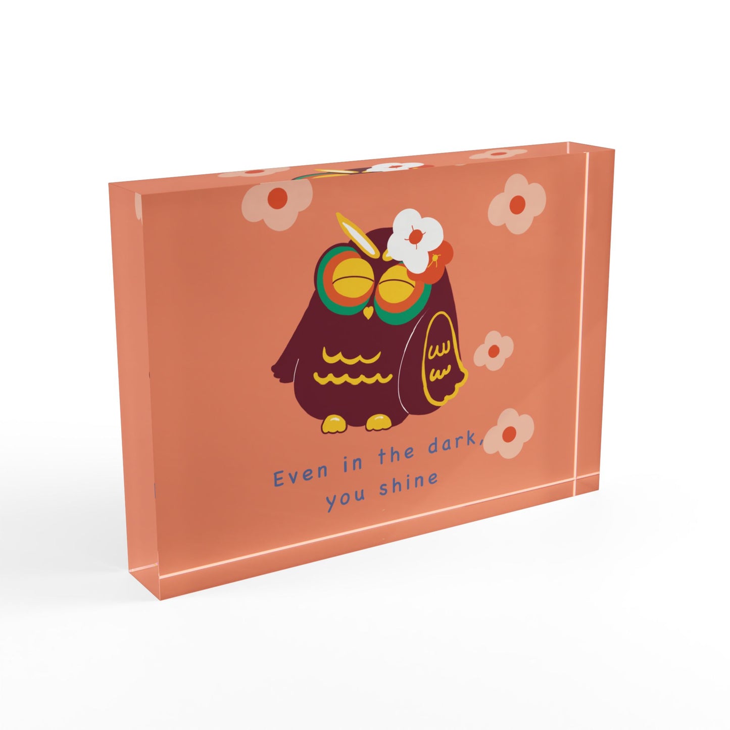Whimsical Owl Photo Block - 'Even in the Dark, You Shine' Decorative Home Accent