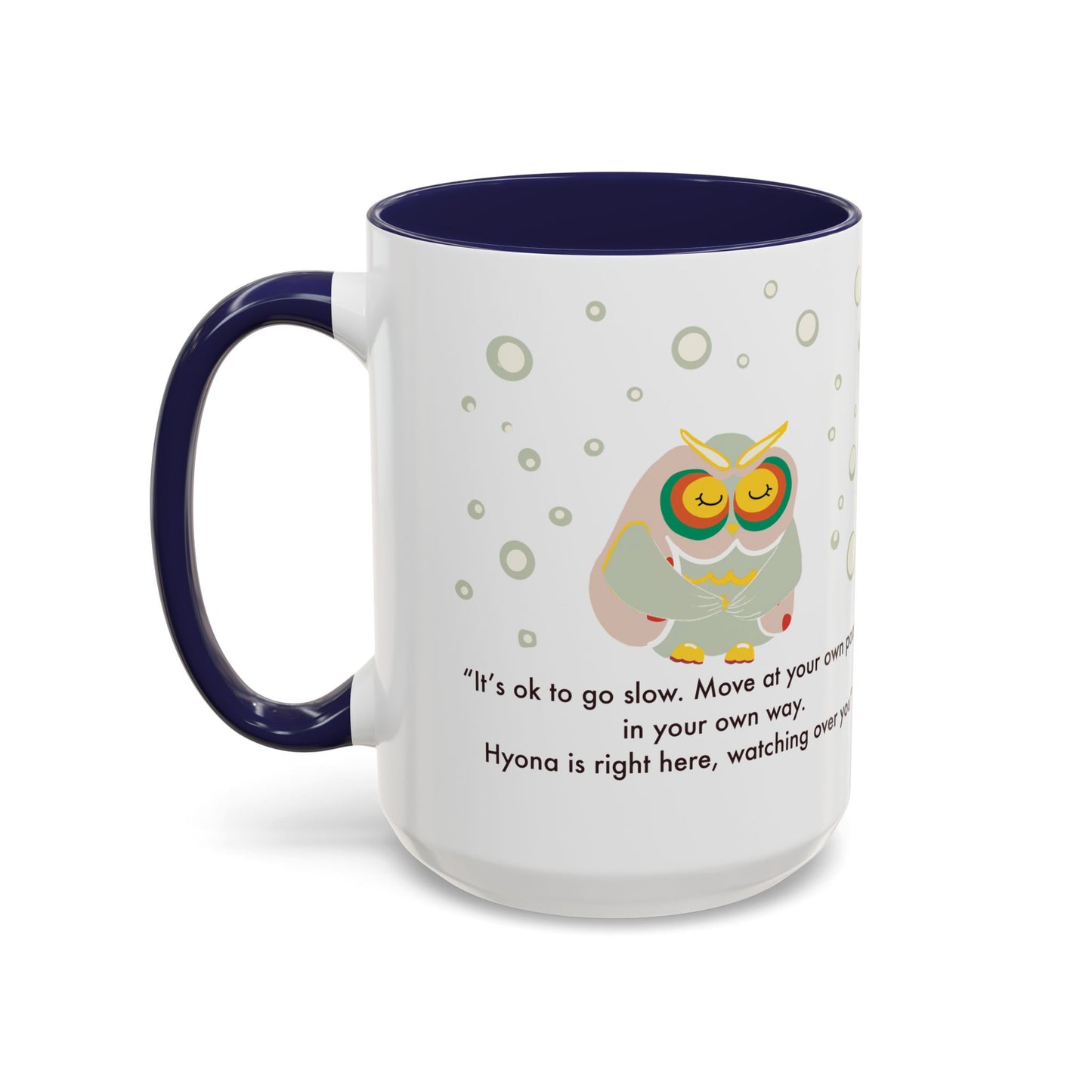 Inspirational Owl Coffee Mug - Relaxing Gift for Coffee Lovers, Motivational Drinkware, Cute Home Decor, Self-Care Reminder