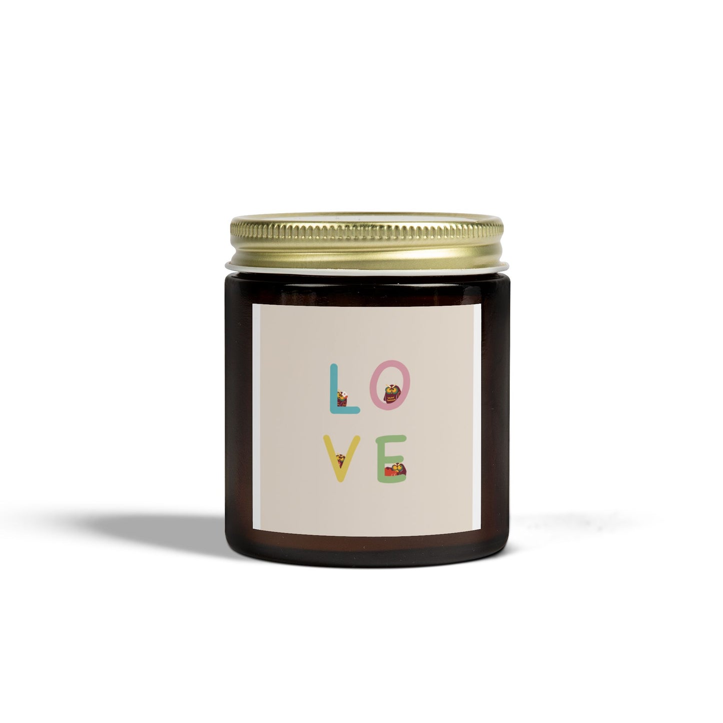 Coconut Apricot Scented Candle - 'LOVE' Design, 4oz & 9oz